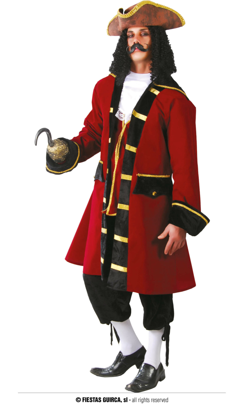 Red Captian Pirate (Capitan Pirata) - Adult Size Small (46-48)