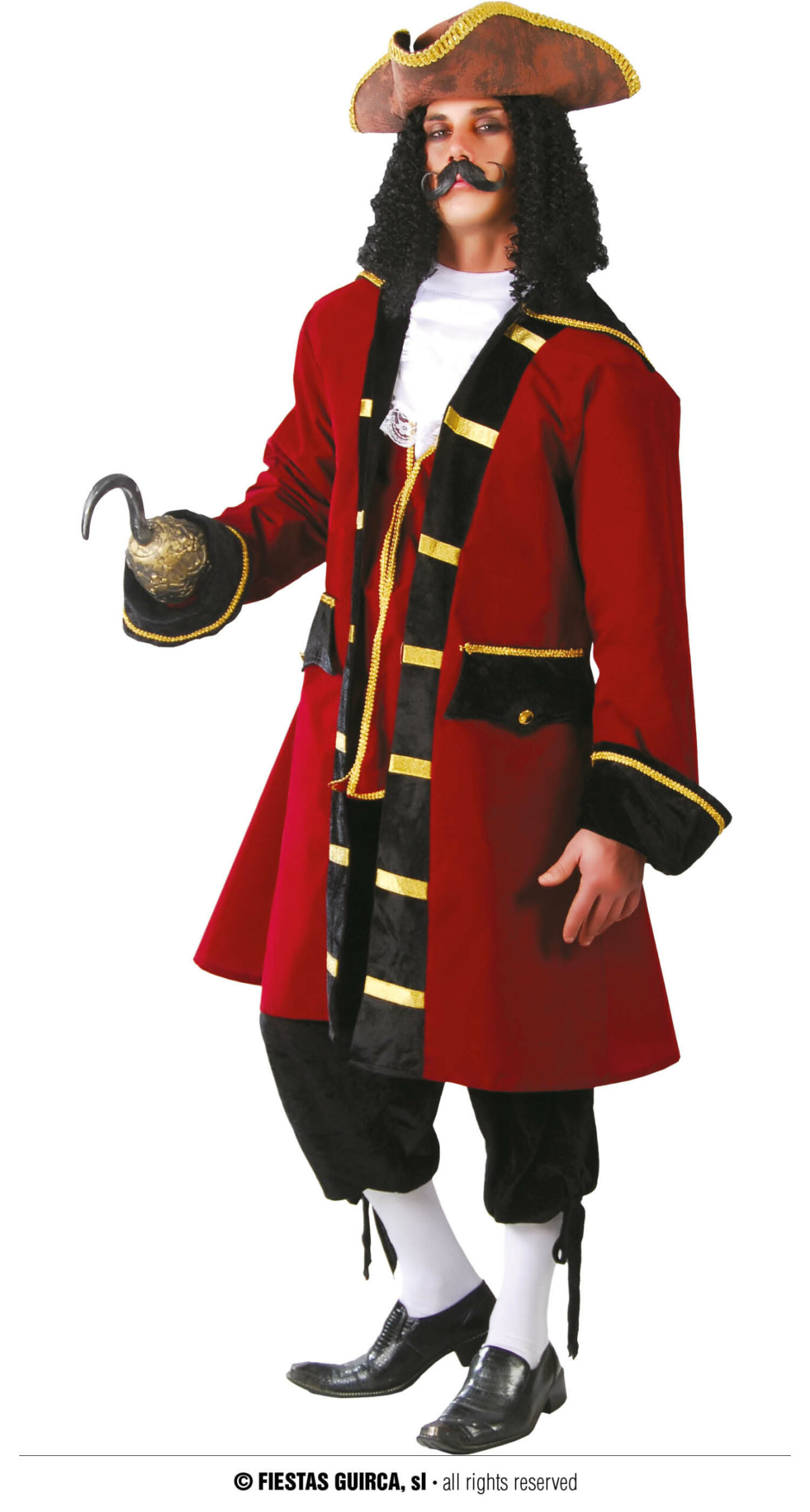 Red Captian Pirate (Capitan Pirata) - Adult Size Medium (48-50)
