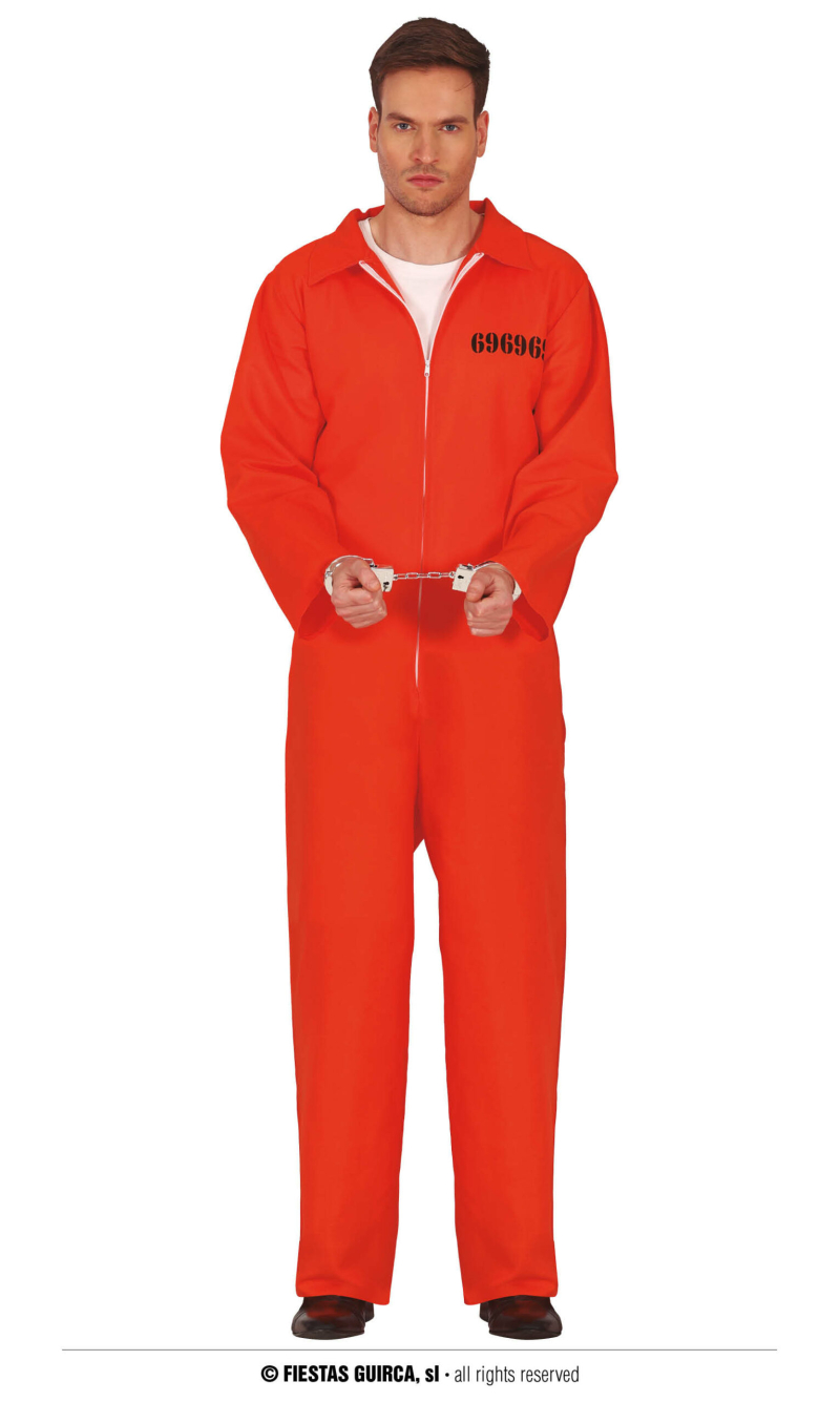 Orange Convict Prisoner Man Costume - Adult Size Small (46-48)