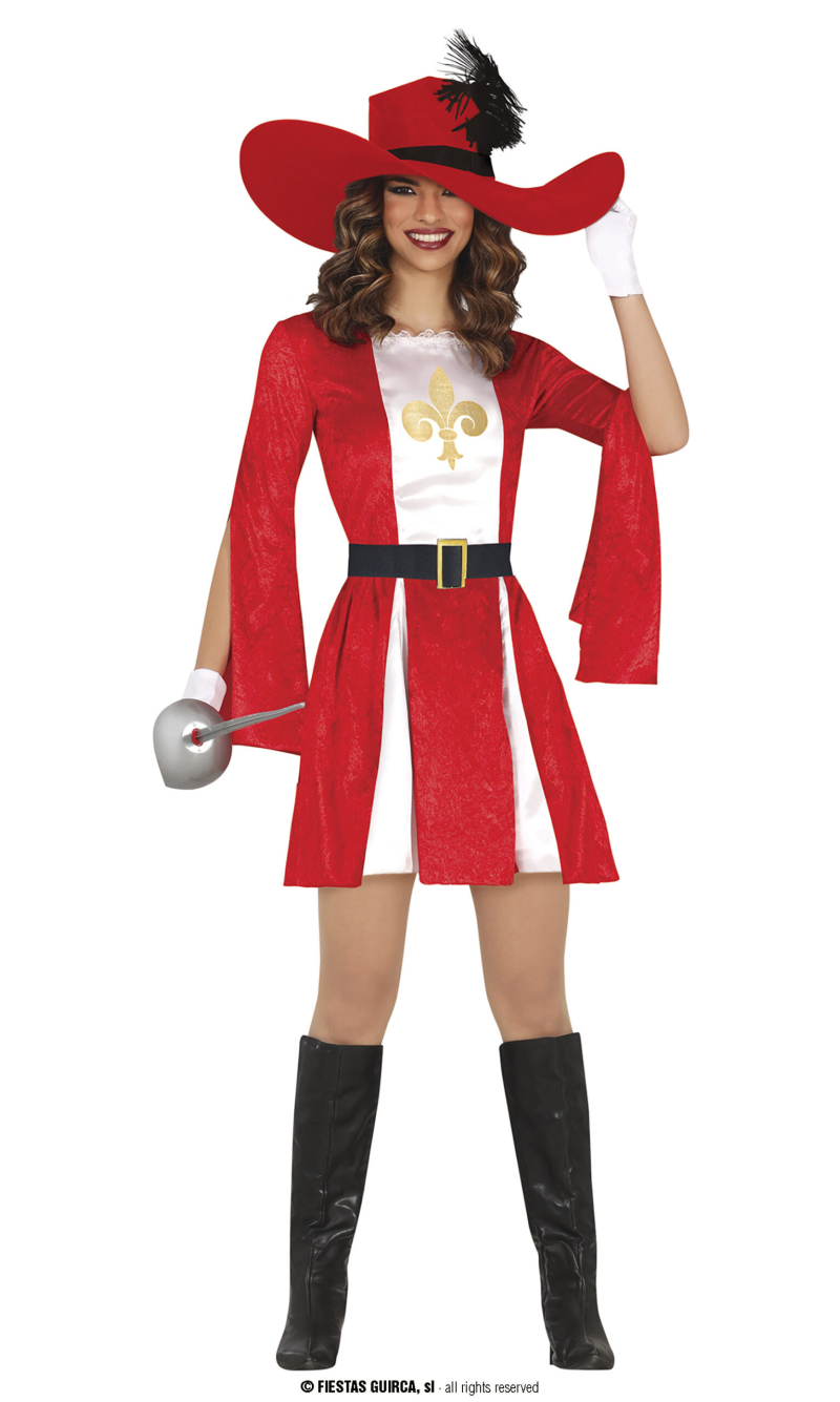 Sexy Red Musketeer Lady - Adult Size Medium (38-40)