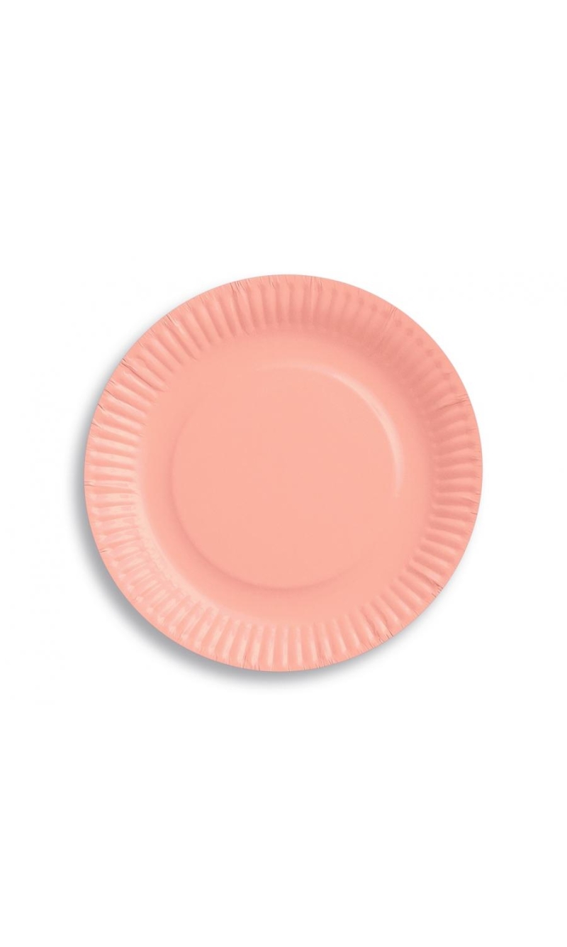 Solid Colour Paper Plates 18cm Light Pink - 6pk