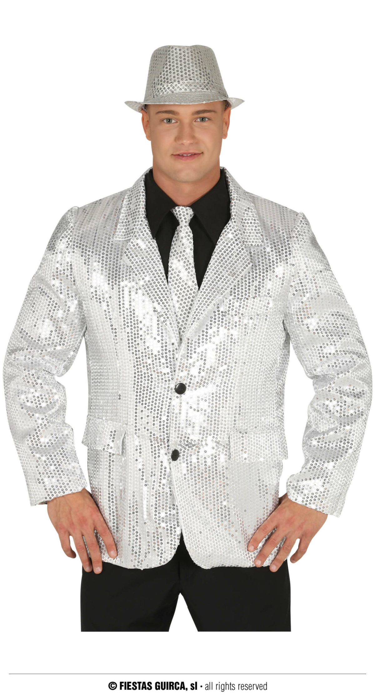 Sequined Jacket Silver - Adult Size Small (46-48)