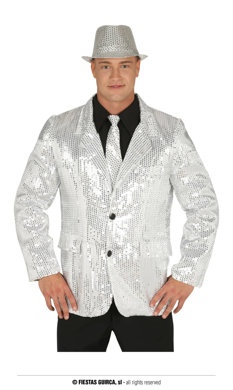 Sequined Jacket Silver - Adult Size Small (46-48)
