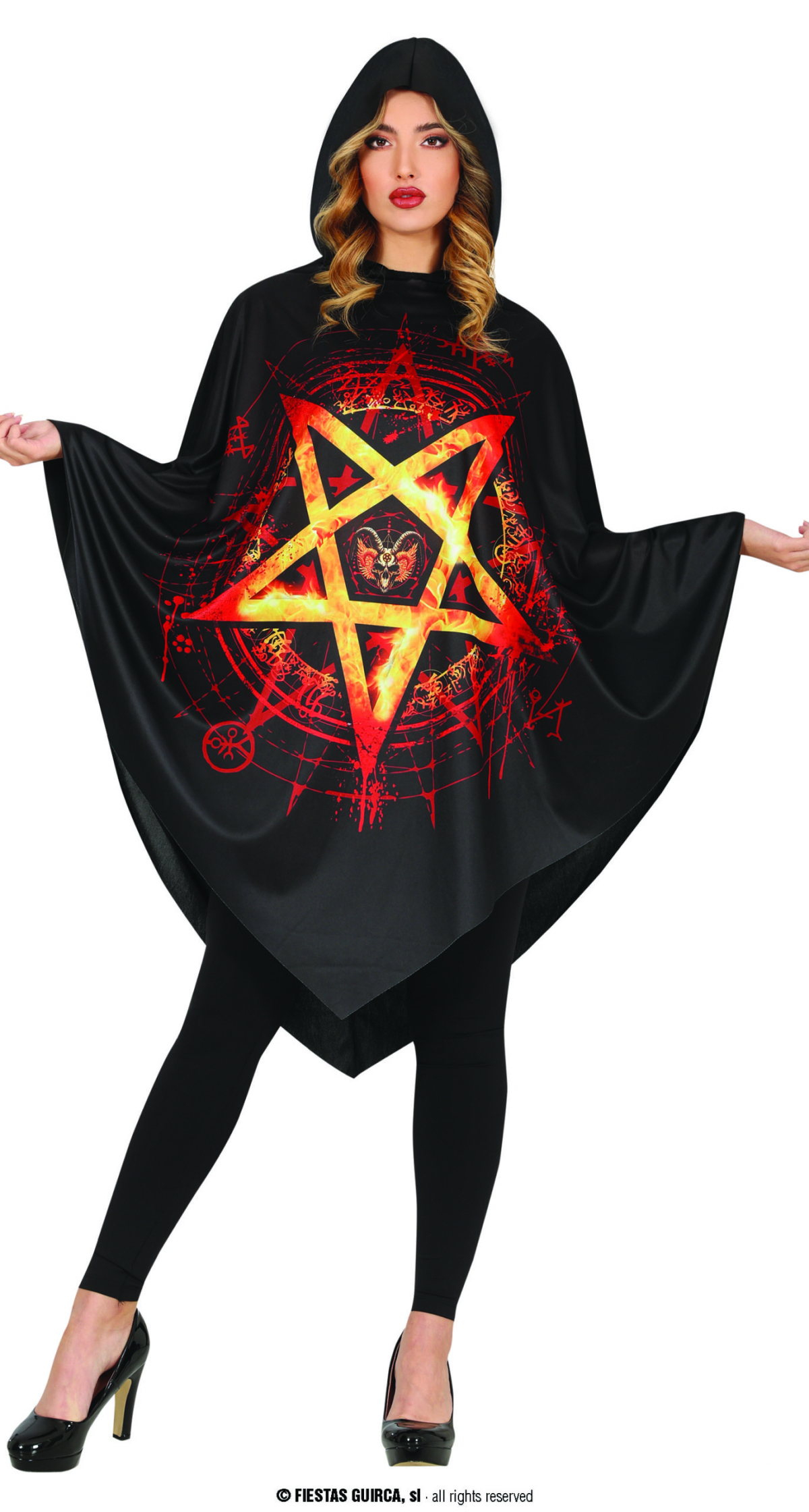 Halloween Poncho with Black Magic - Adult Size Large (42-44)