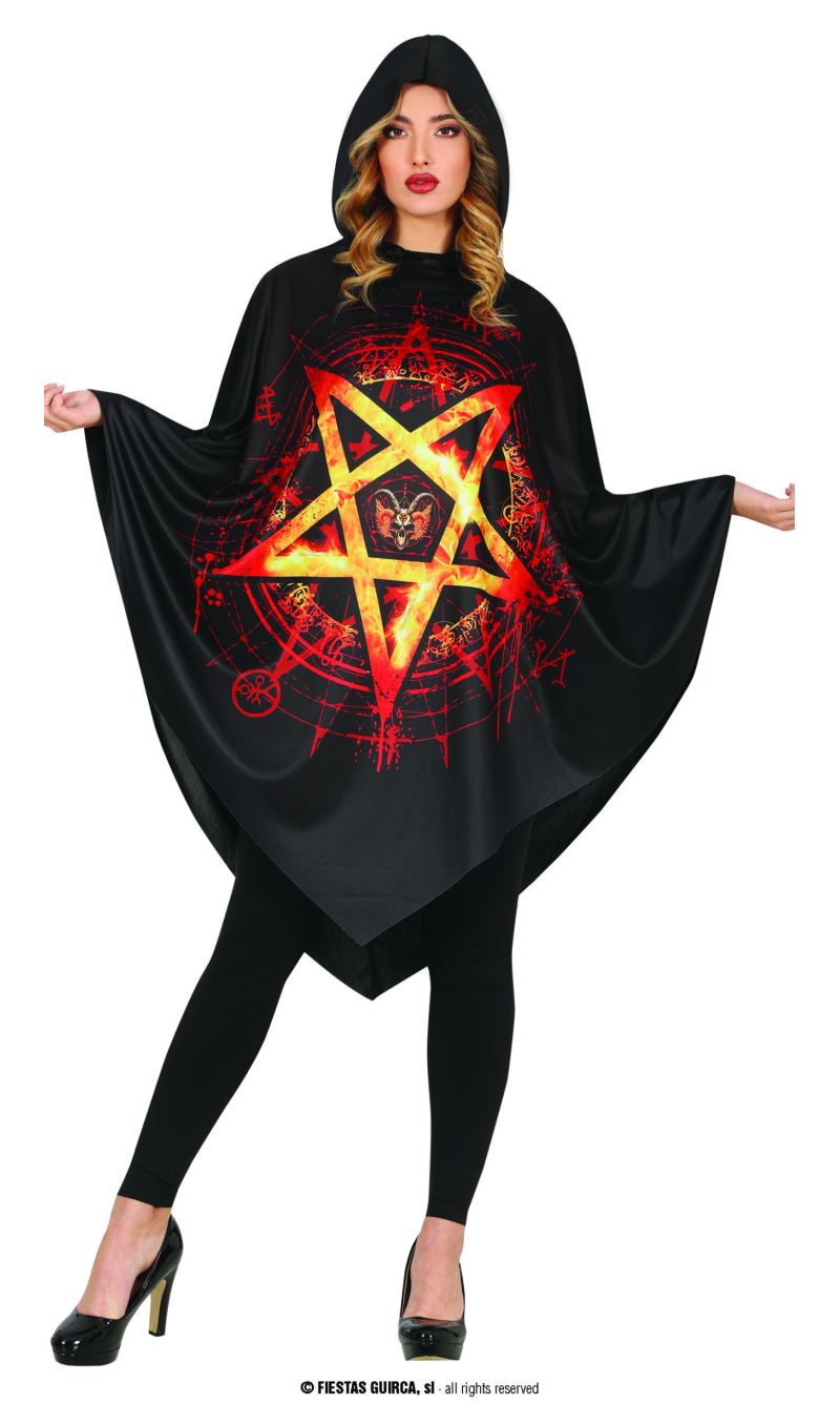 Halloween Poncho with Black Magic - Adult Size Large (42-44)