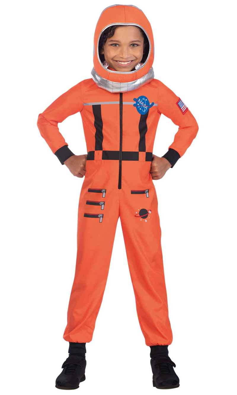 Astronaut Space Suit Orange Costume - Age 8 to 10 Years