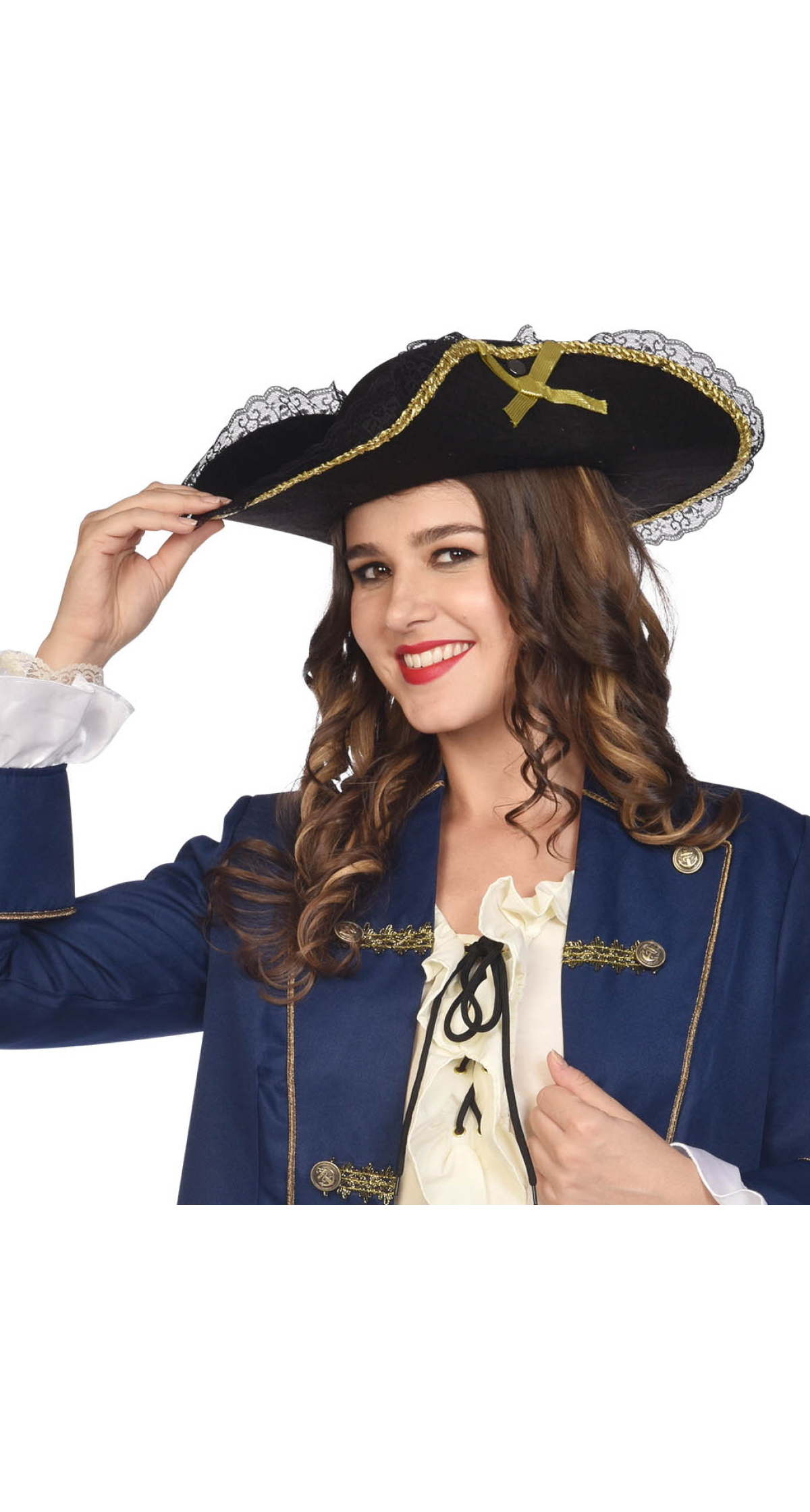 Costume Accessory Pirate Hat Lace & Gold Trim One Size