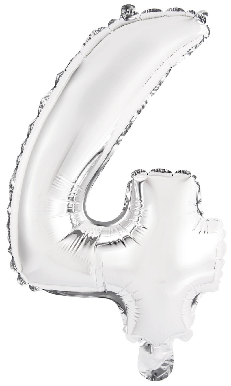 Mini Number 4 Silver Foil Balloon - 35cm