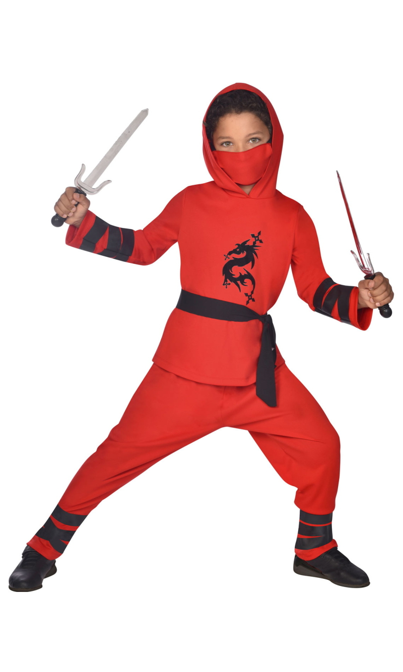 Ninja Warrior Red Costume - Age 8 to 10 Years