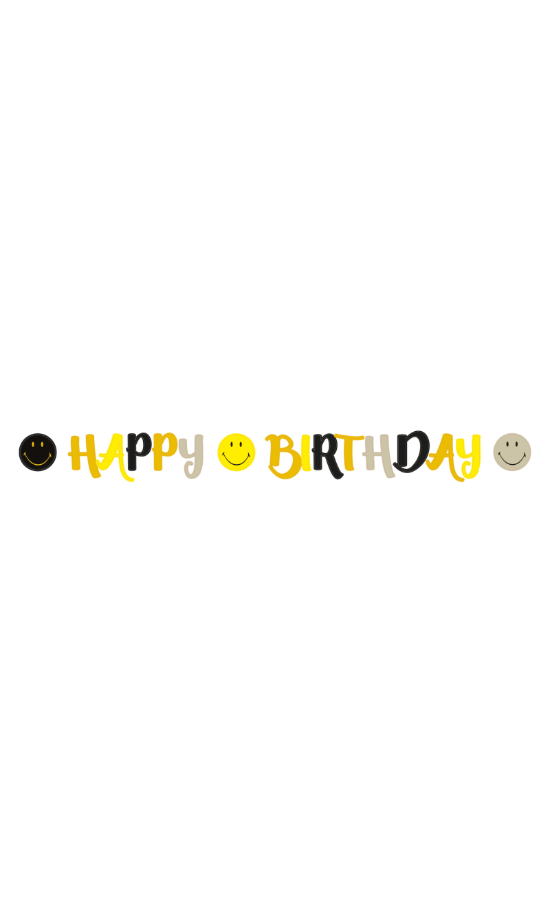 Emoji Happy Birthday Paper  Letter Banner - 200cm x 15cm
