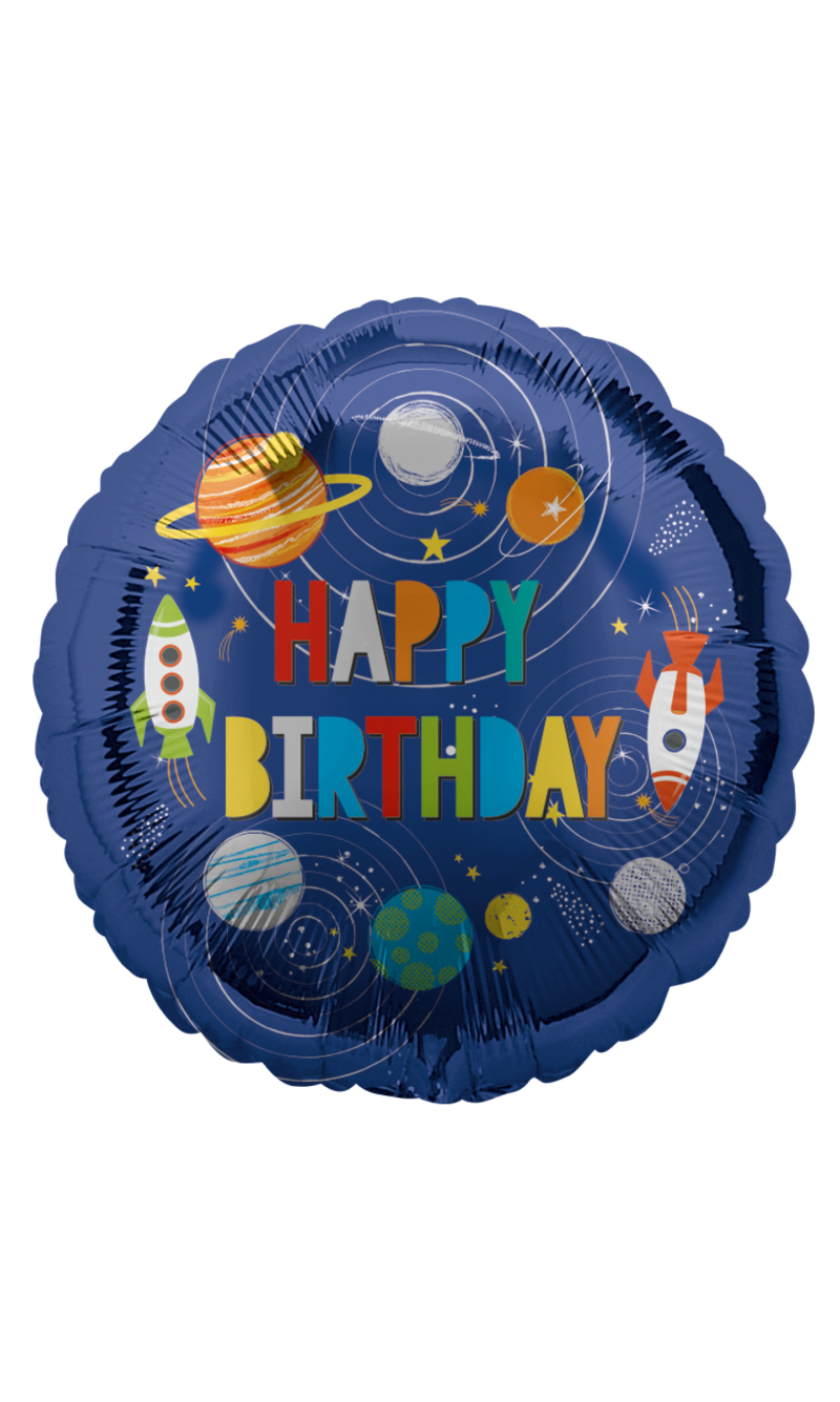 Standard Holographic HBD Outer Space Foil Balloon 43cm