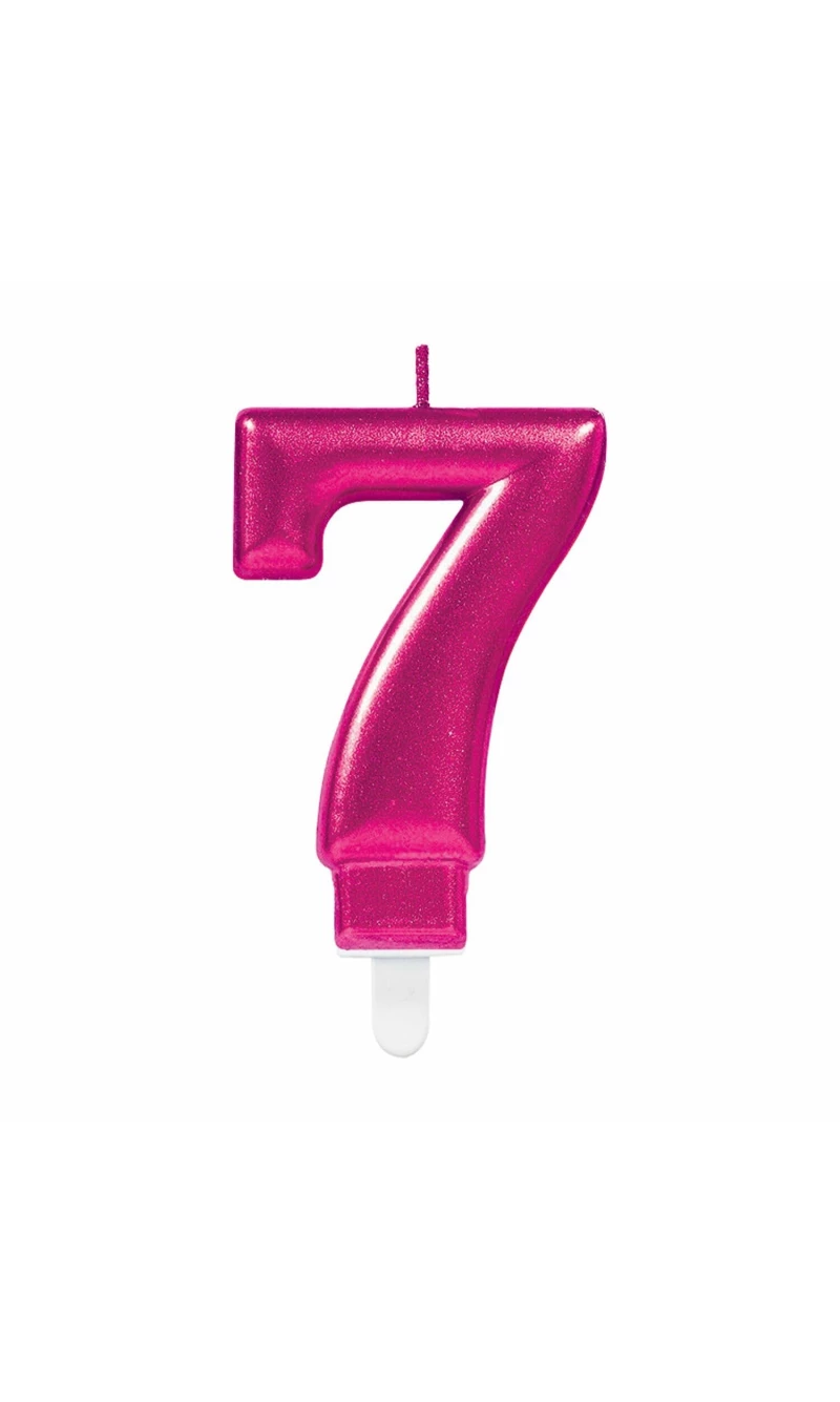 Candle Number 7 Sparkling Celebrations Pink- 7.5cm
