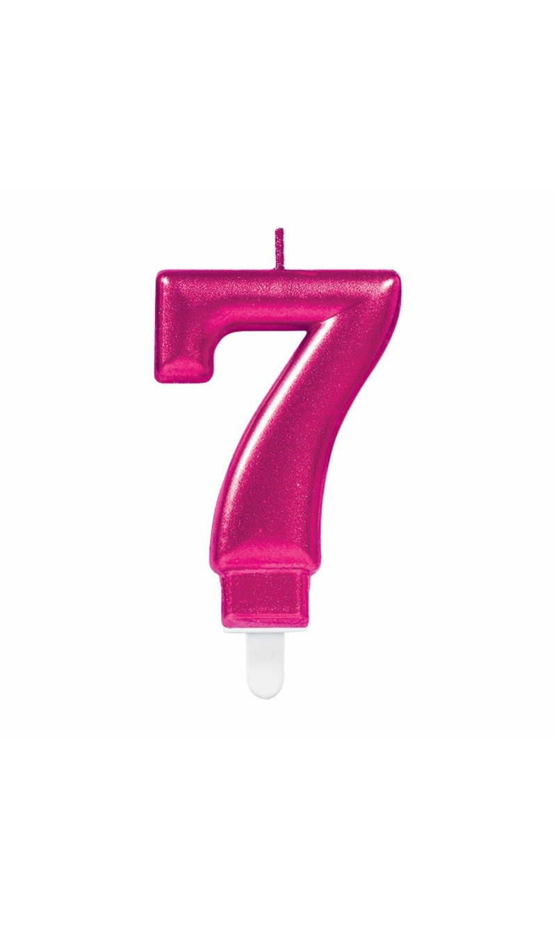 Candle Number 7 Sparkling Celebrations Pink- 7.5cm