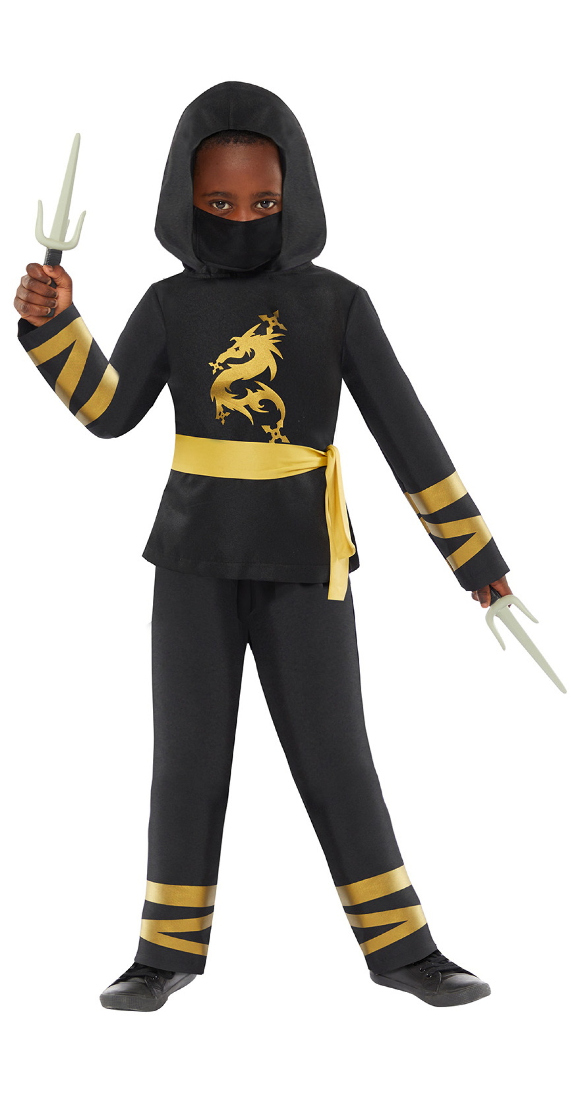 Ninja Warrior Gold & Black Costume - Age 10 to 12 Years