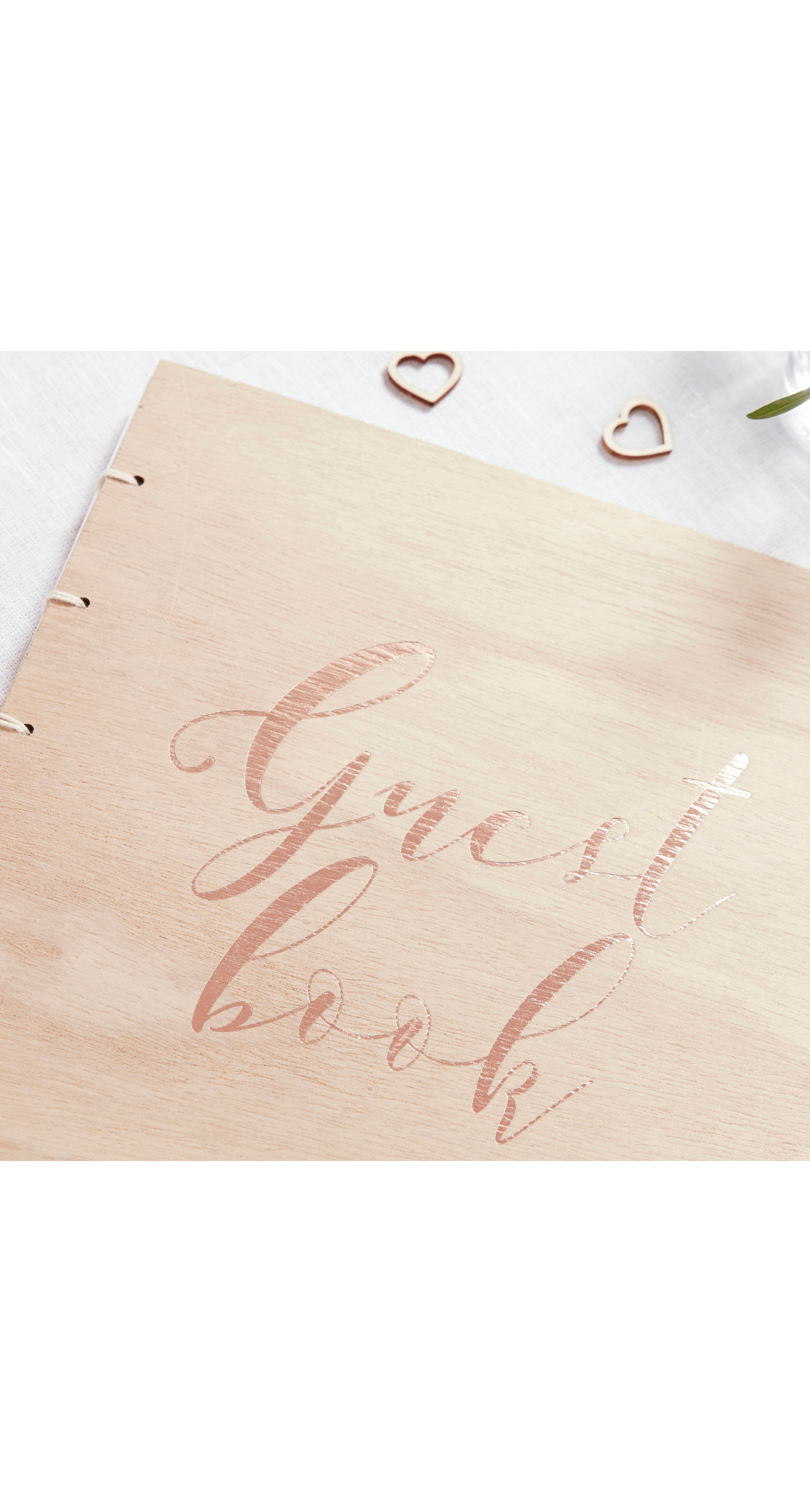 Rose Gold Wooden Wedding Guest Book - 22cm(W) x 23cm)H) - Image 2