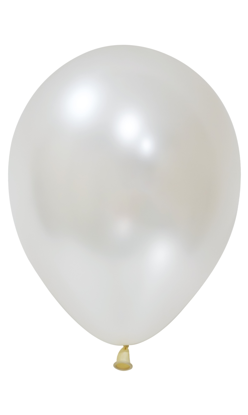 Balonevi Metallic White Latex Balloon 12 Inch - 100pcs