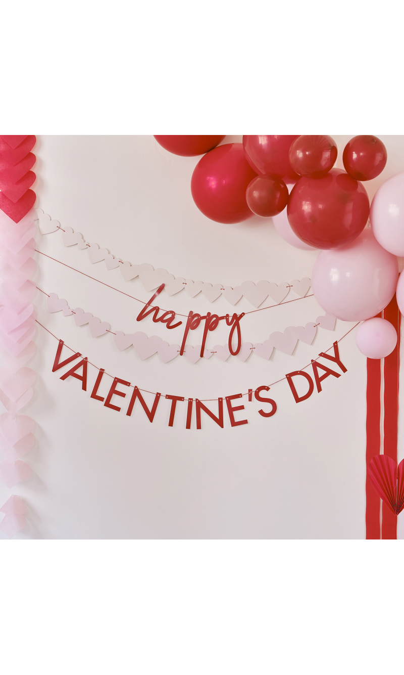 Red and Pink Happy Valentines Bunting
