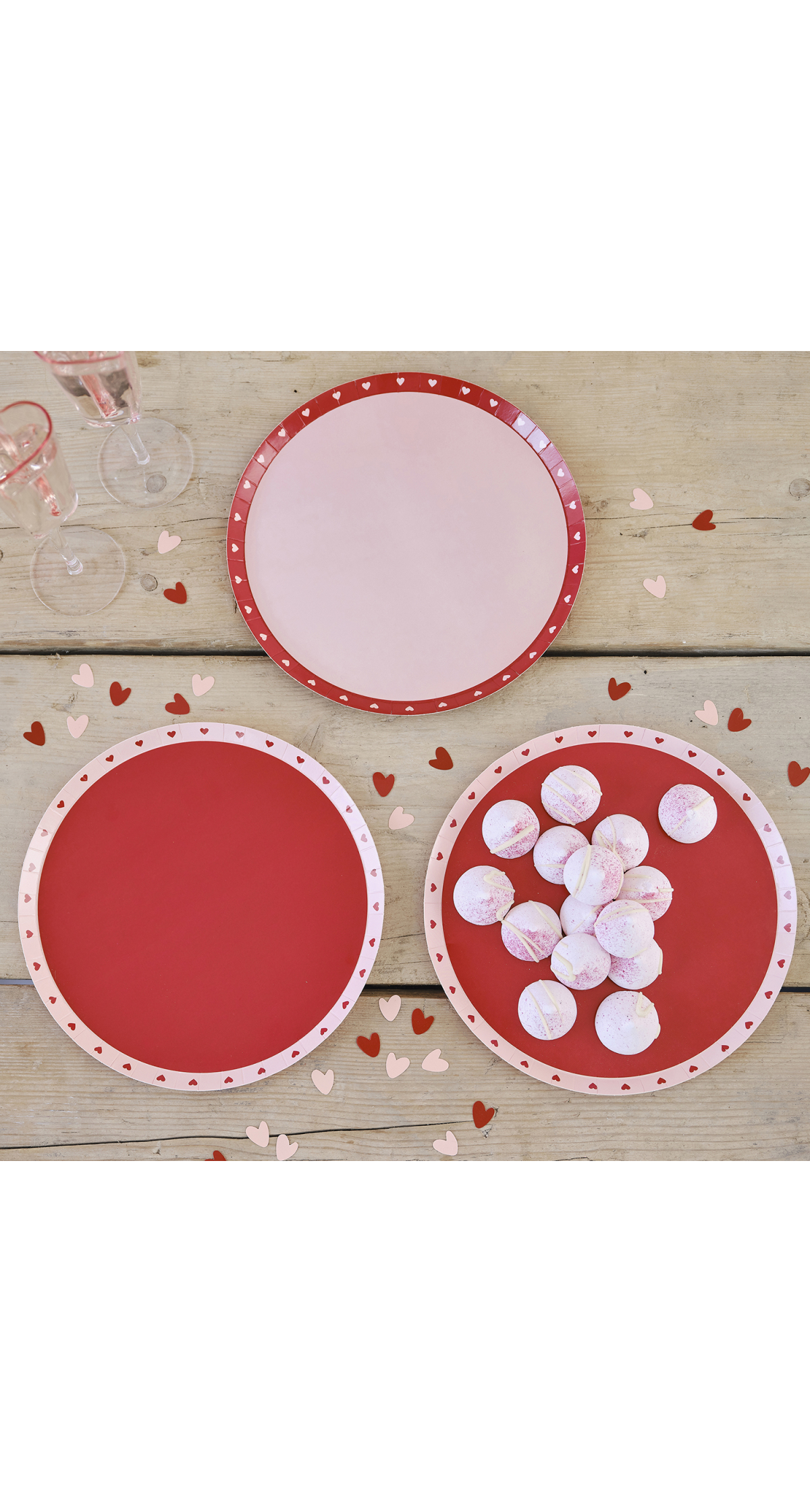 Red and Pink Valentines Heart Plates 25cm - 8pk