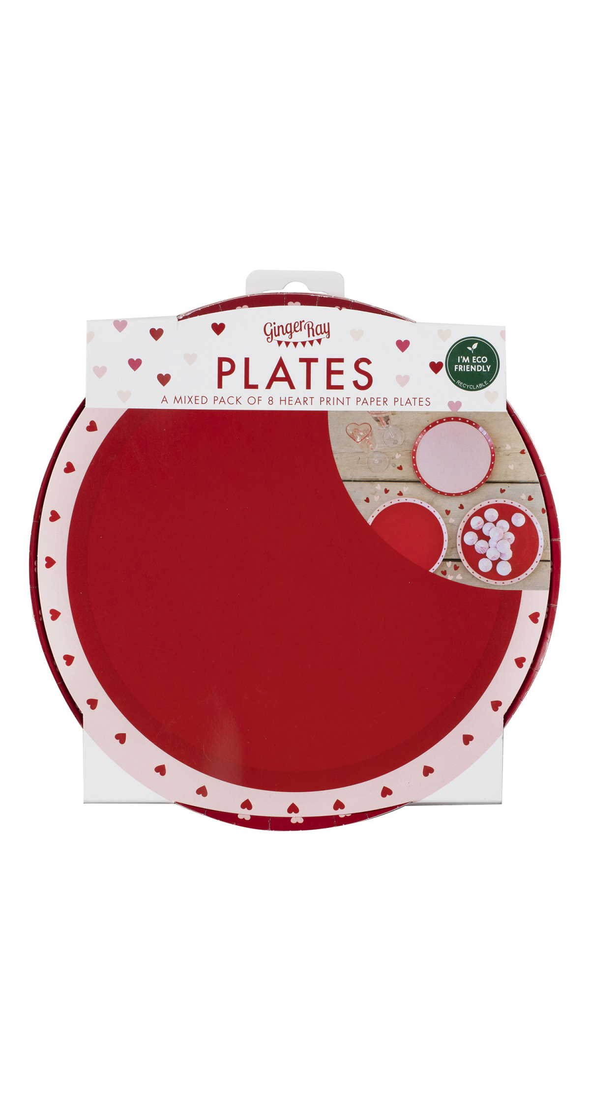 Red and Pink Valentines Heart Plates 25cm - 8pk - Image 2