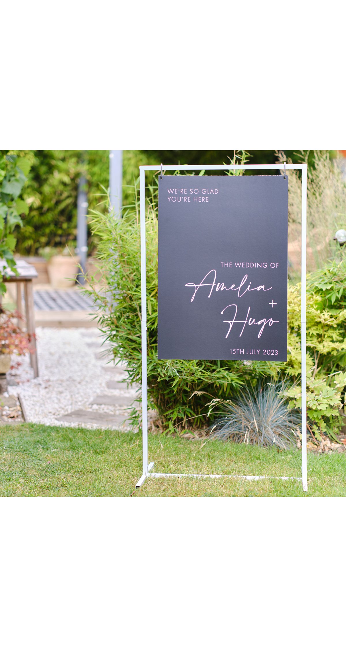 White Metal Frame Sign Stand - 1.45m (H) x 76cm (W) - Image 2