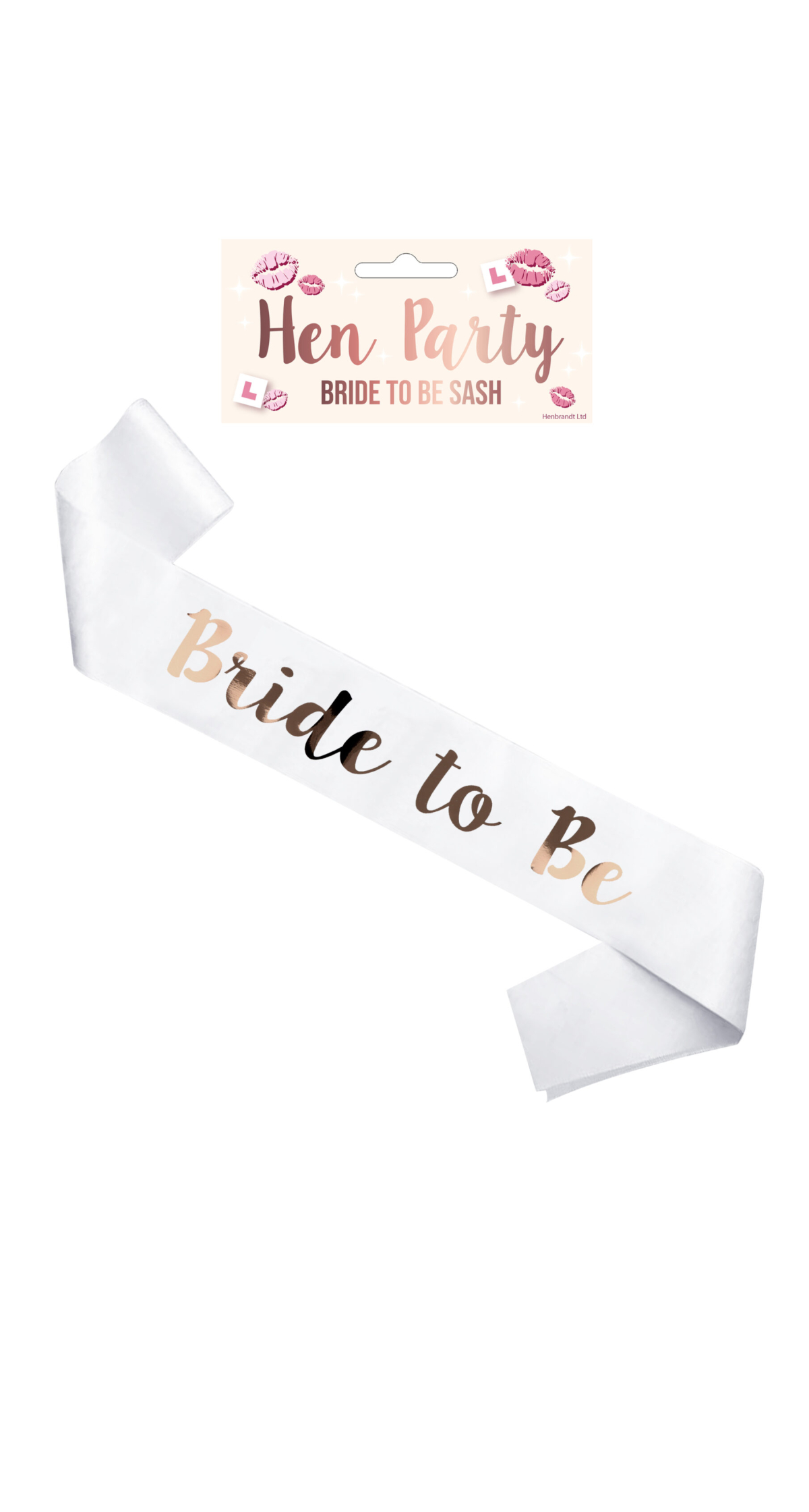 Hens Party Sash Bride To Be White With Rose Gold