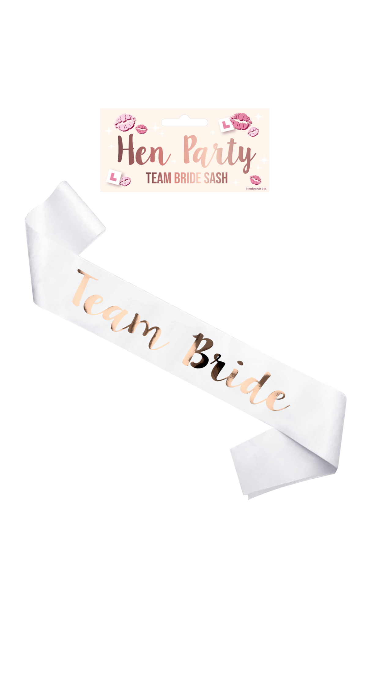 Hens Party Sash Team Bride White With Rose Gold