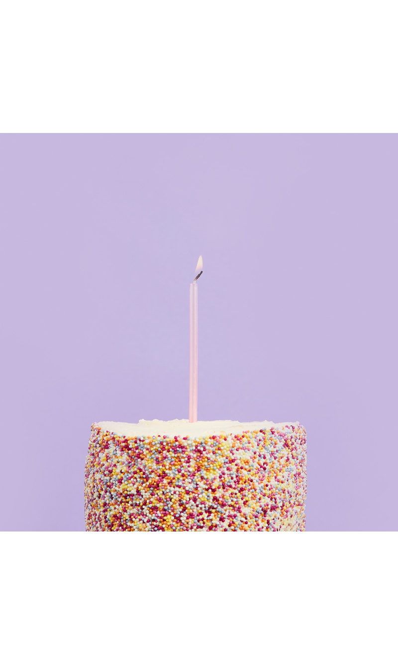 Pink Skinny Candles & Holders 95mm (12pk)