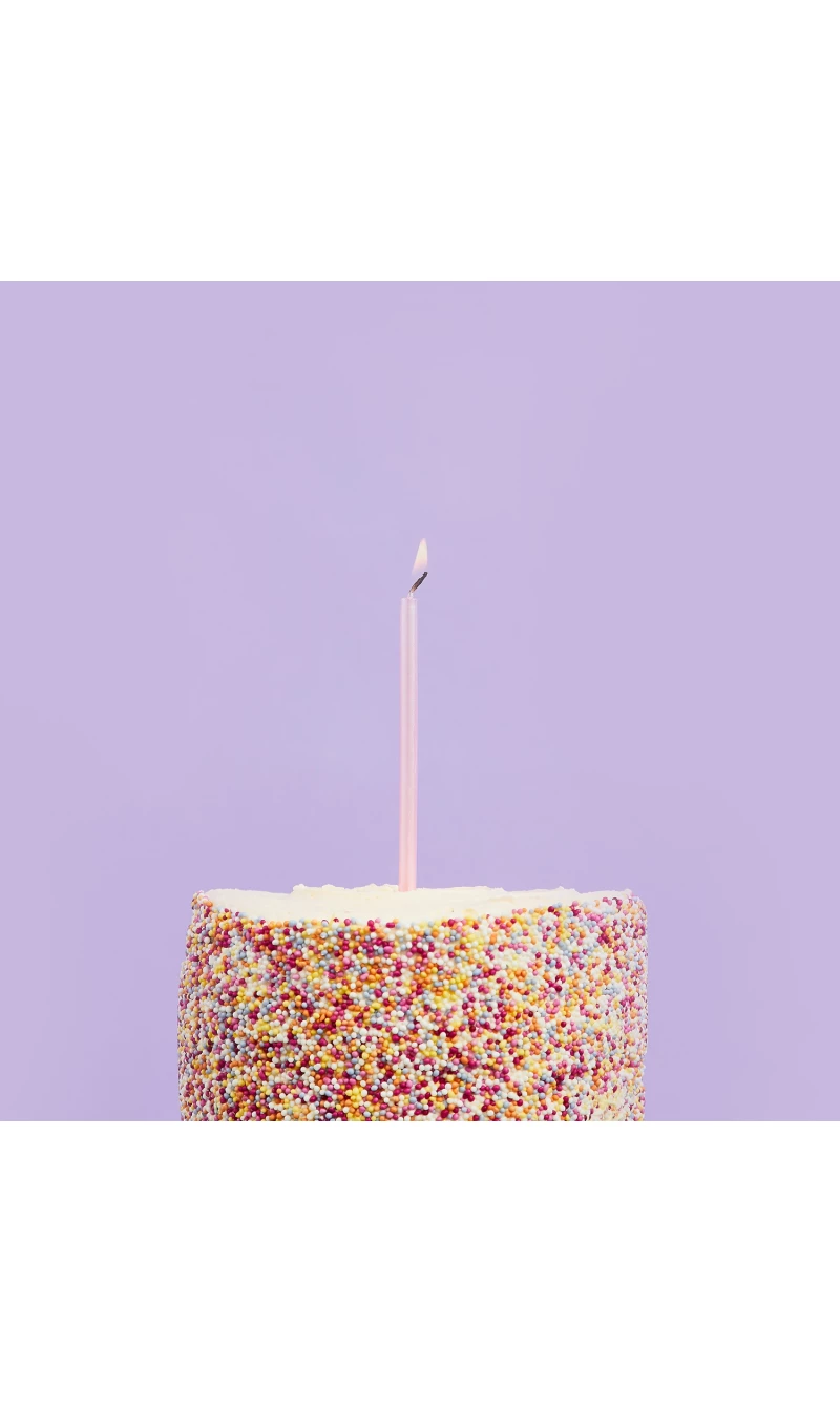 Pink Skinny Candles & Holders 95mm (12pk)