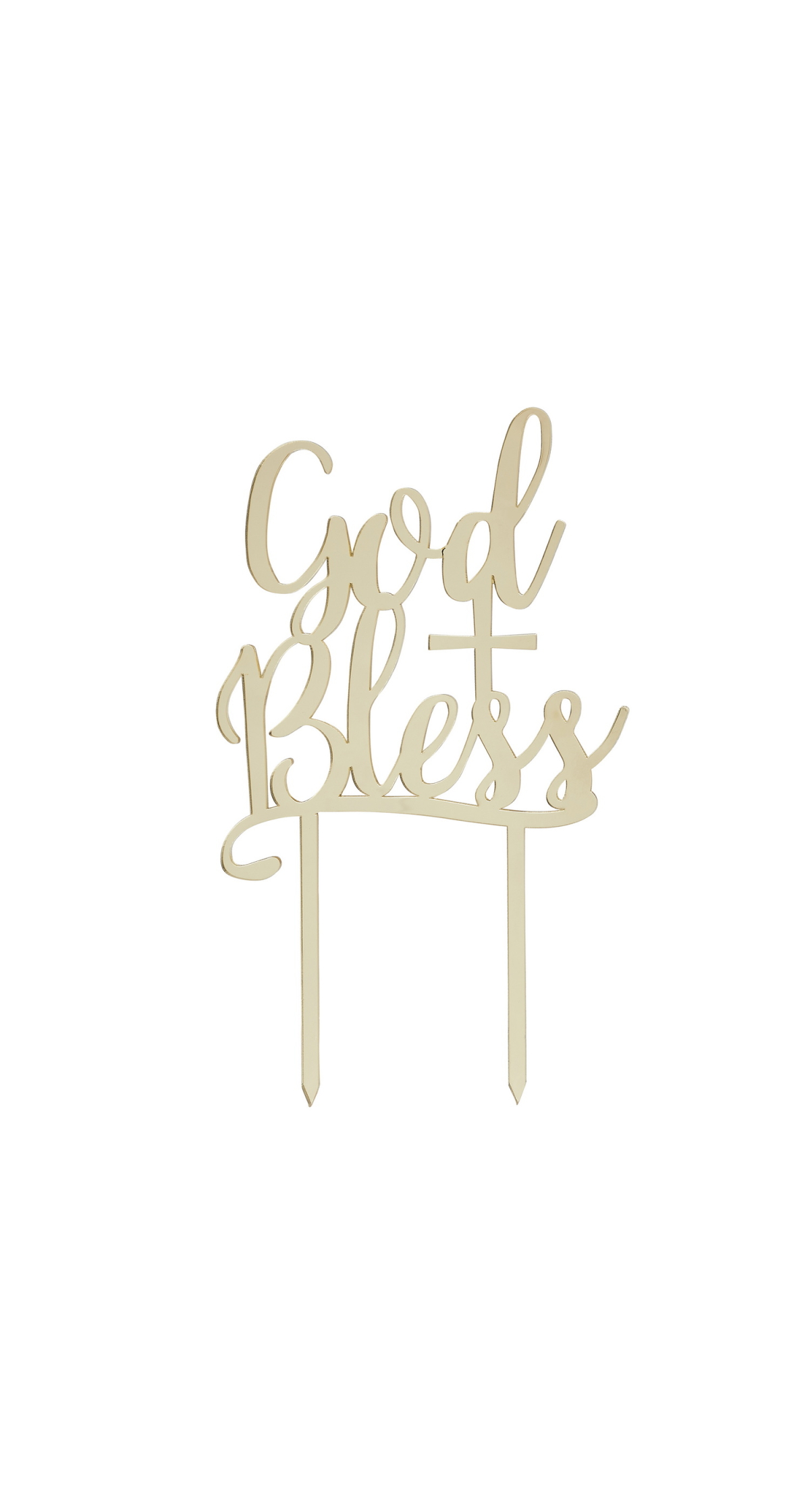 Communion Gold Acrylic God Bless Cake Topper 123x209mm - Image 2