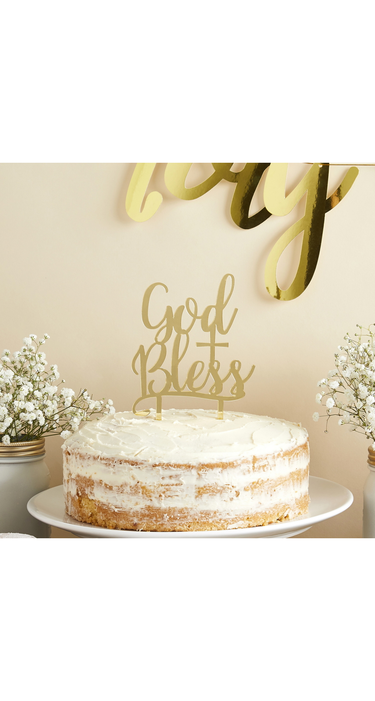 Communion Gold Acrylic God Bless Cake Topper 123x209mm - Image 3