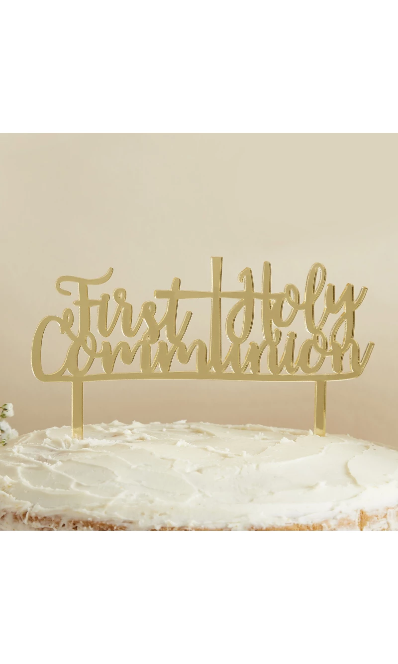 Gold Acrylic First Holy Communion Cake Topper 170x145mm