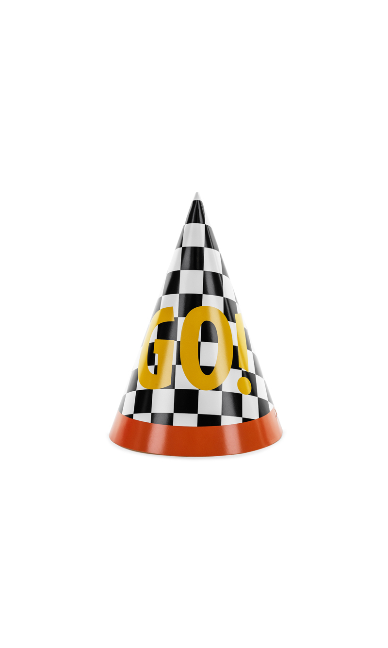 Racing Cars Party Hats Go!, 16cm, (1pkt / 6pc)