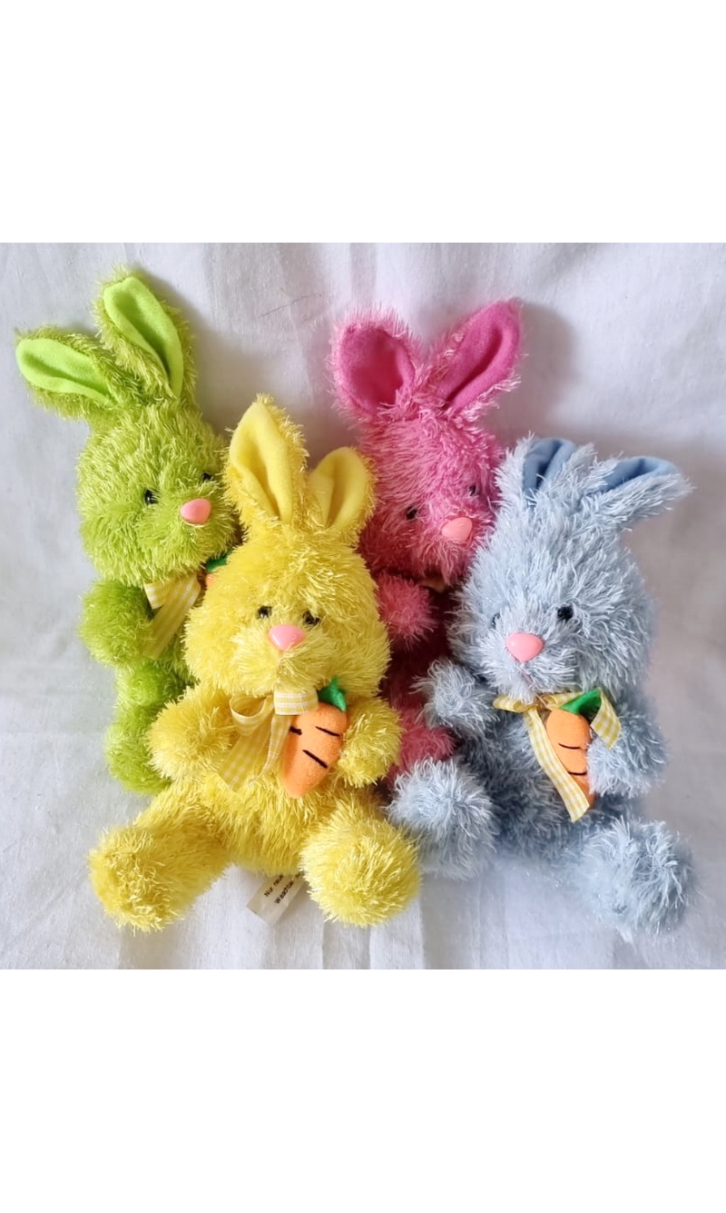 Mini Cute Rabbit With Carrot Assorted Colors - 21x13cm
