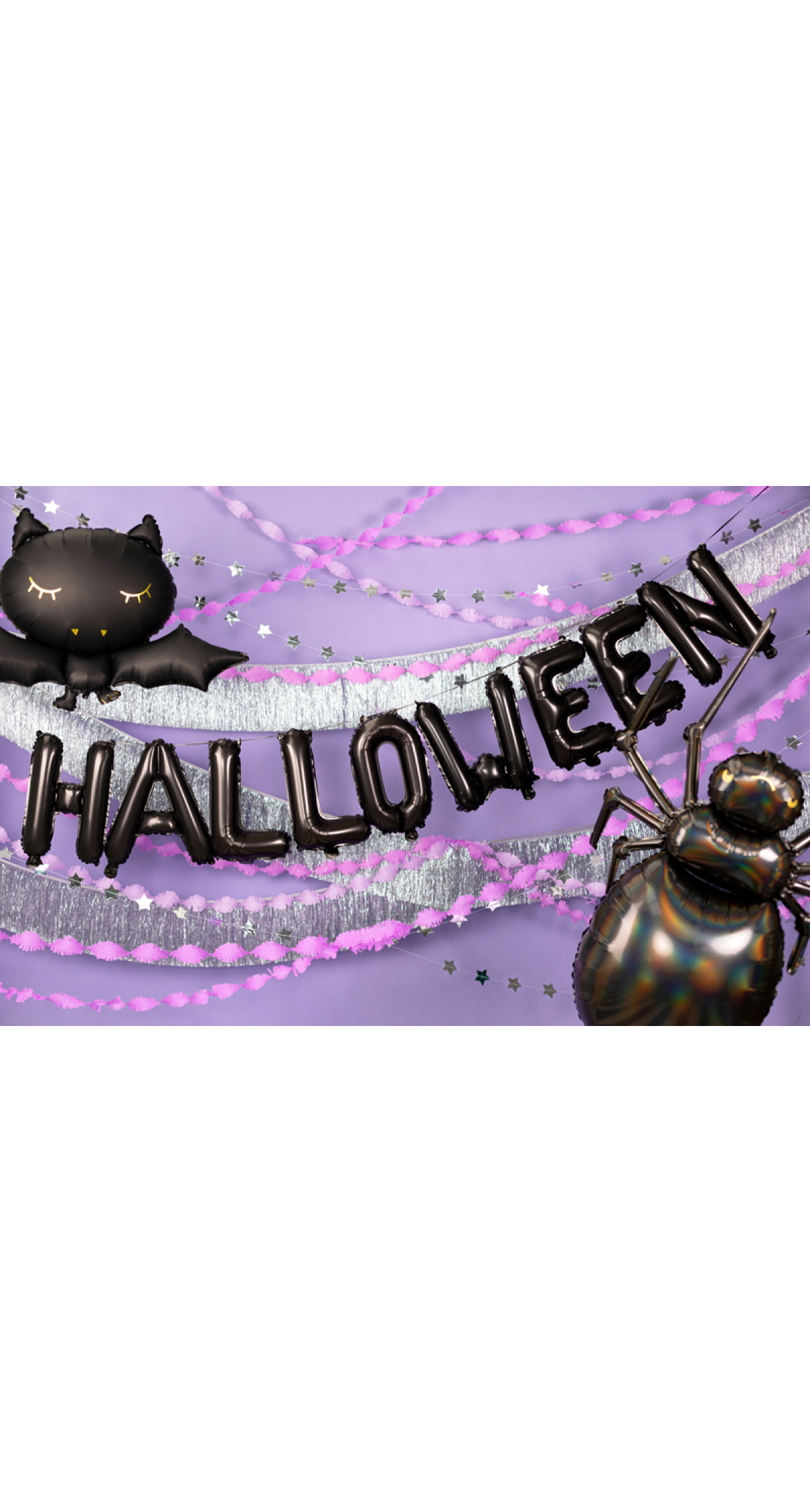 Halloween Black Foil Balloon Banner 280x46cm - Image 7