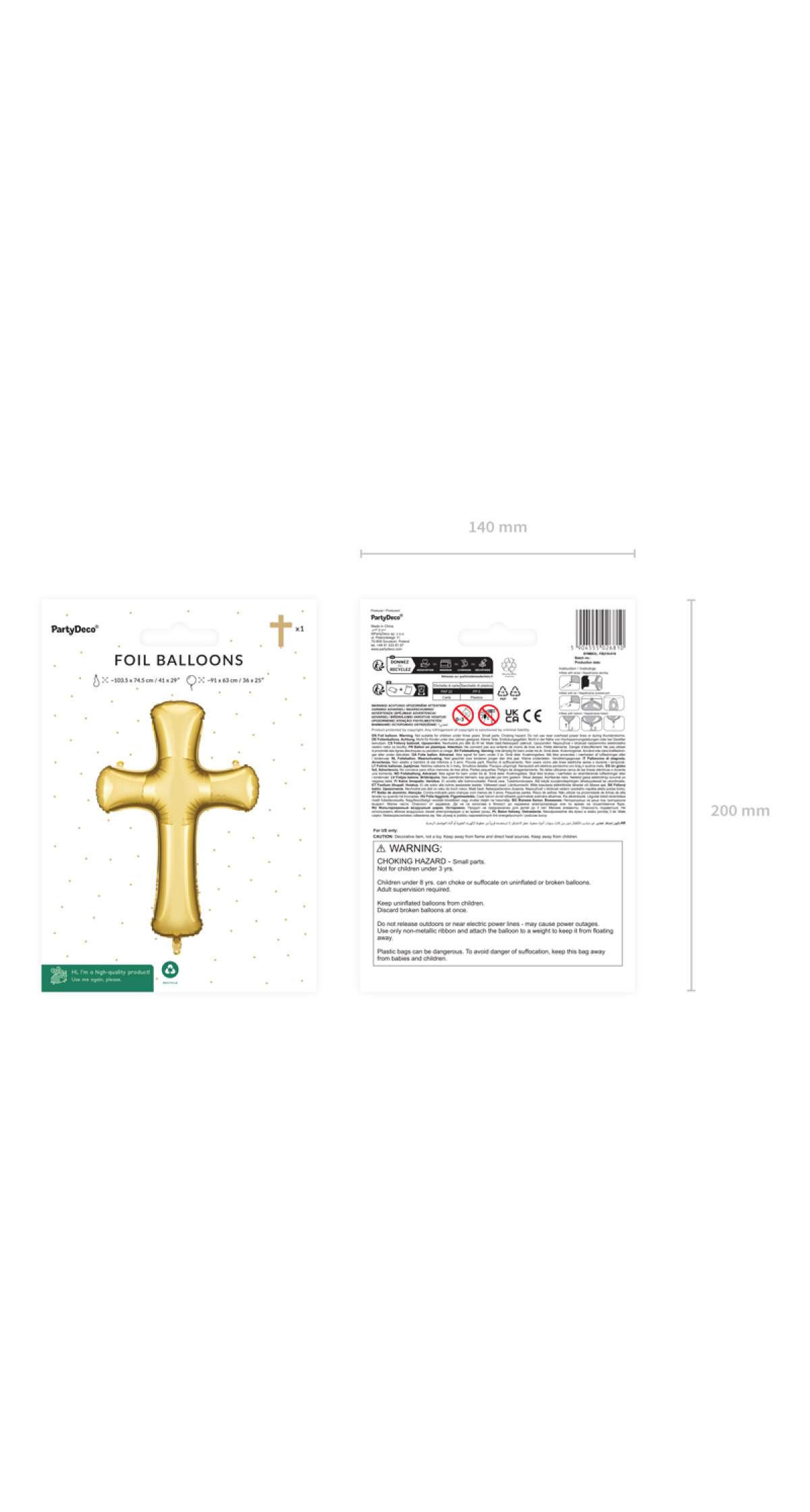 Cross Gold Foil Balloon - 103.5 x 74.5cm - Image 3