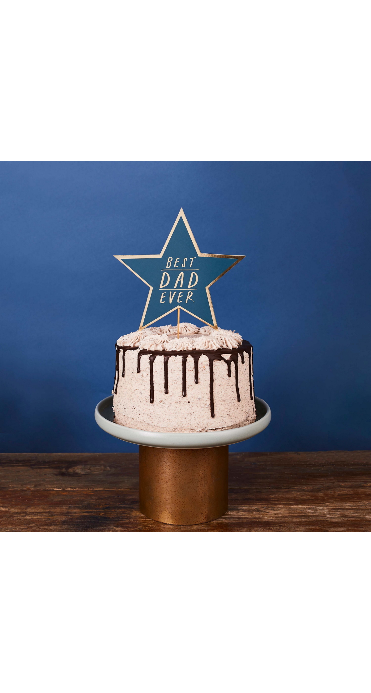 Navy Best Dad Ever Star Card Cake Topper