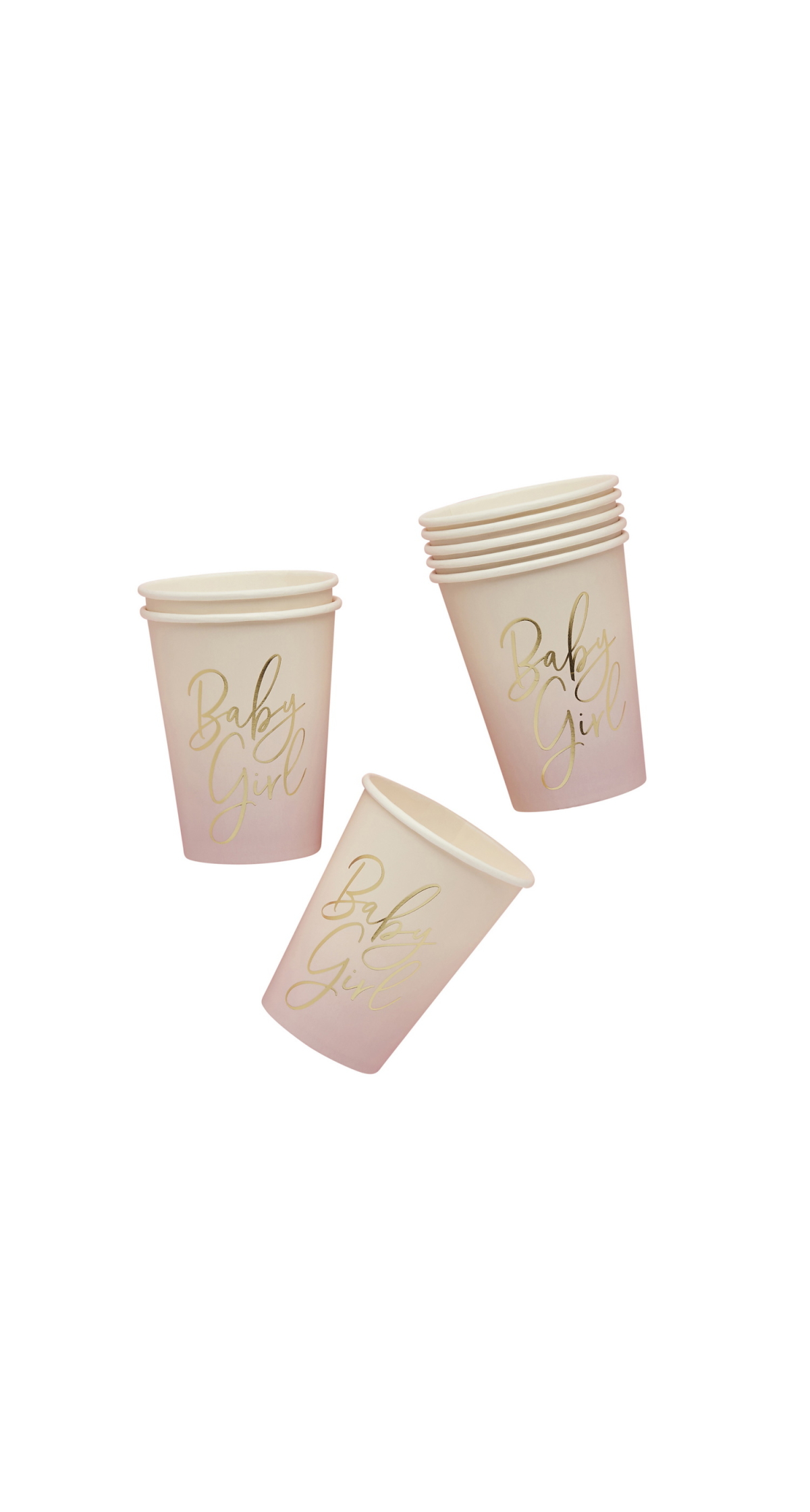 Pink Baby Girl Paper Cups 8pk - Image 4