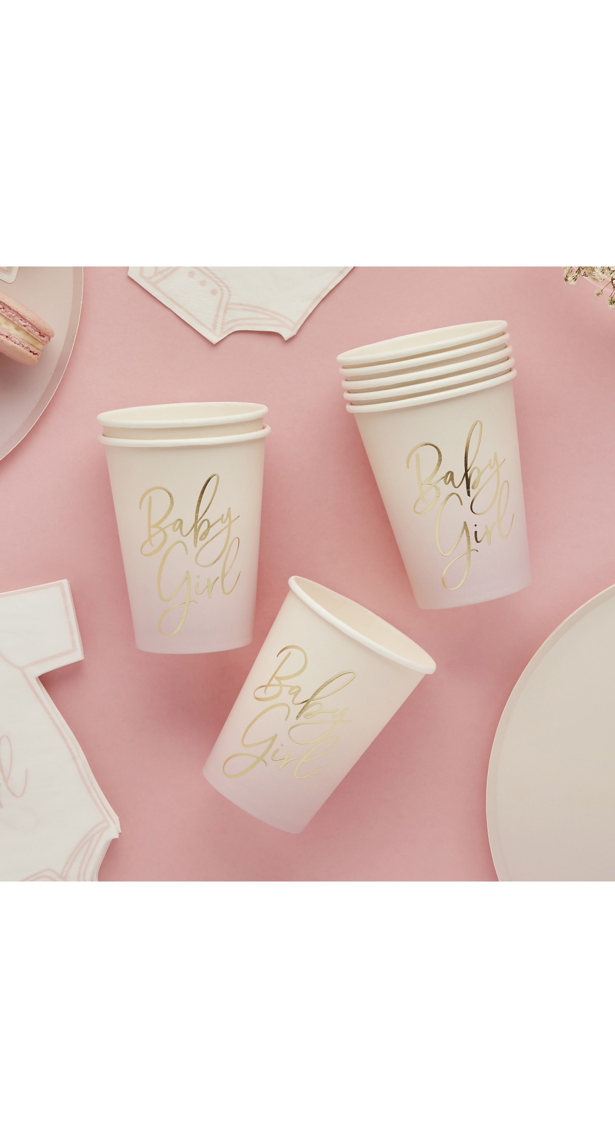 Pink Baby Girl Paper Cups 8pk
