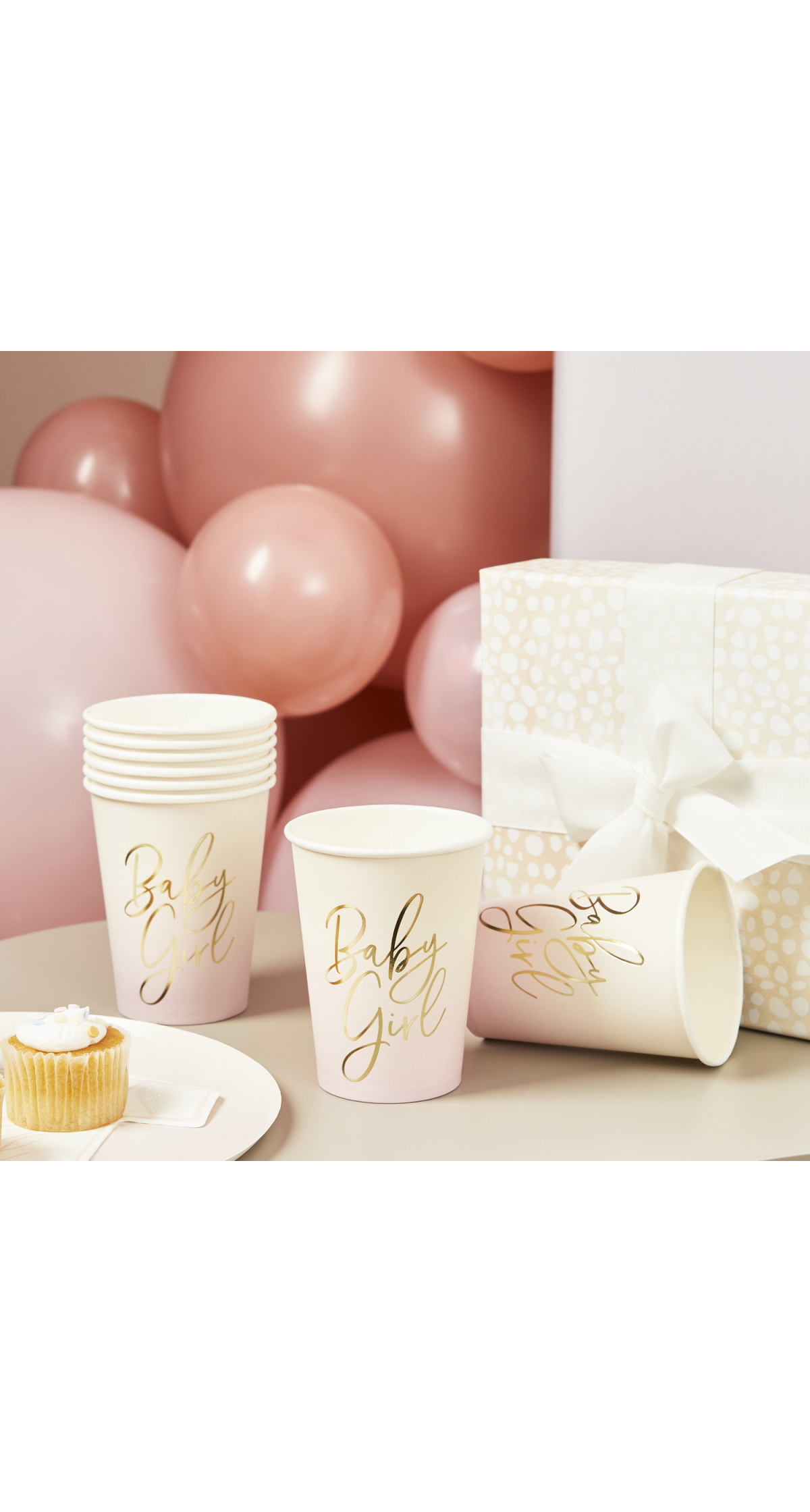Pink Baby Girl Paper Cups 8pk - Image 3