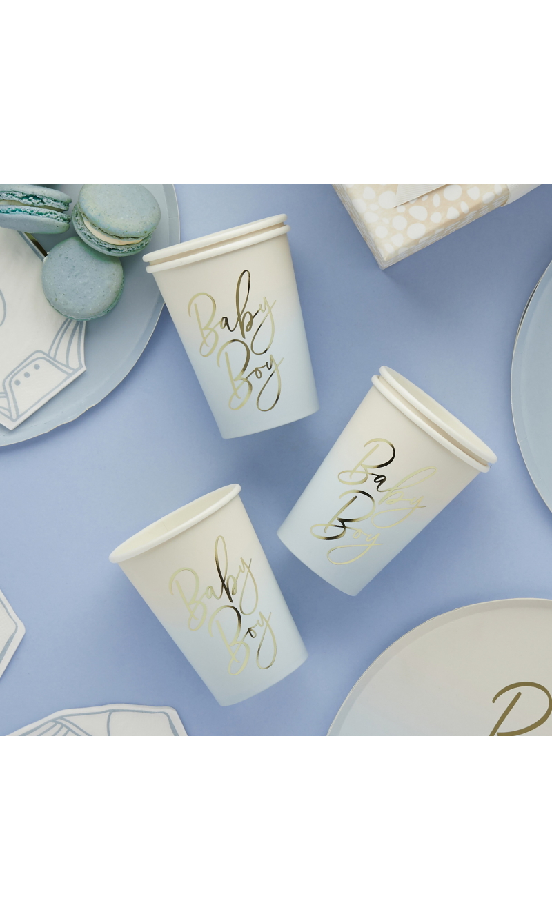 Blue Baby Boy Paper Cups 8pk