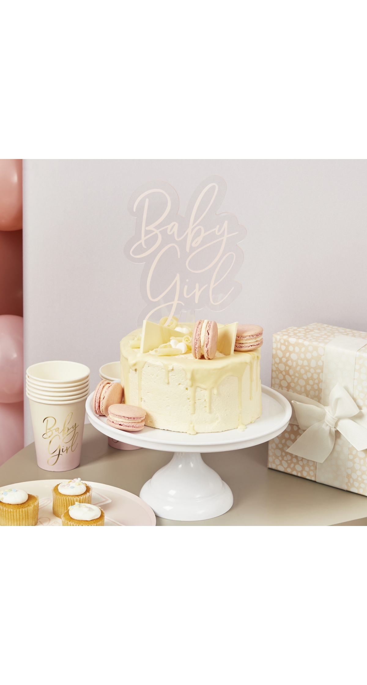 Pink Baby Girl Acrylic Cake Topper - Image 2