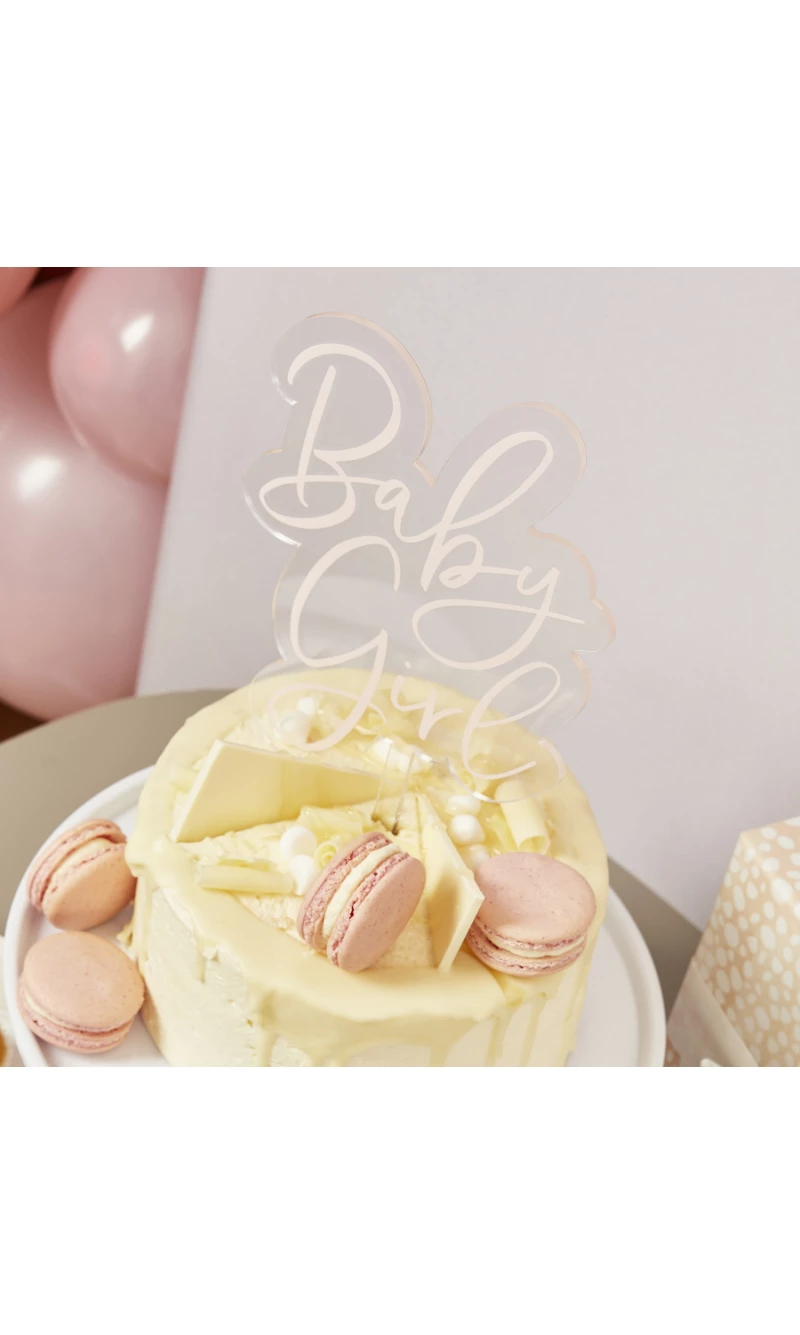 Pink Baby Girl Acrylic Cake Topper
