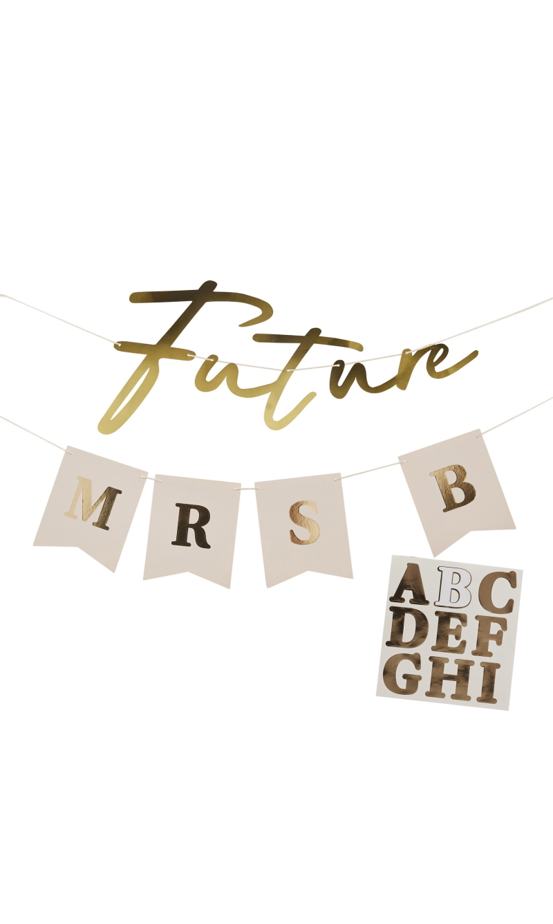 Future Mrs Personalised Banner x2 2M & x3 Sticker Sheets
