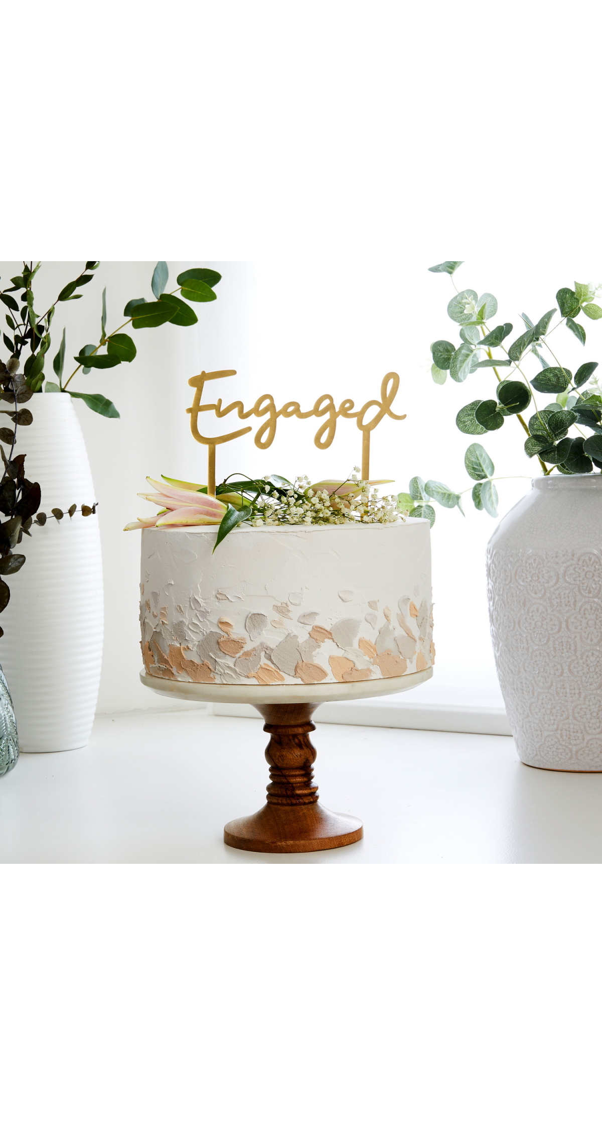 Gold Engaged Acrylic Cake Topper - Image 2