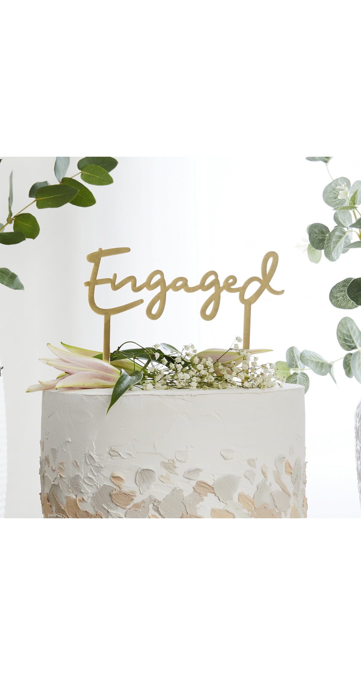 Gold Engaged Acrylic Cake Topper