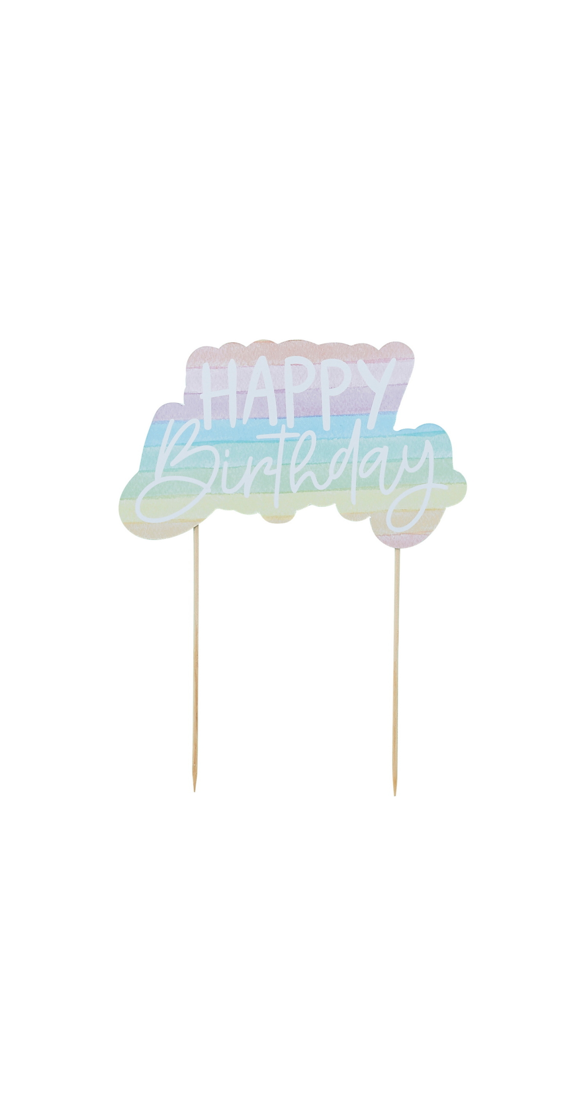 Eco Rainbow Happy Birthday Paper Cake Topper - Image 2