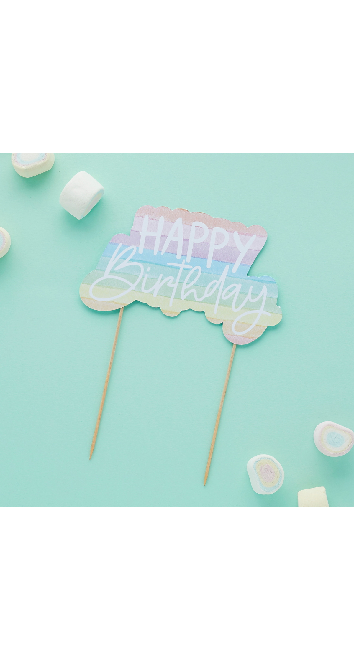Eco Rainbow Happy Birthday Paper Cake Topper - Image 3