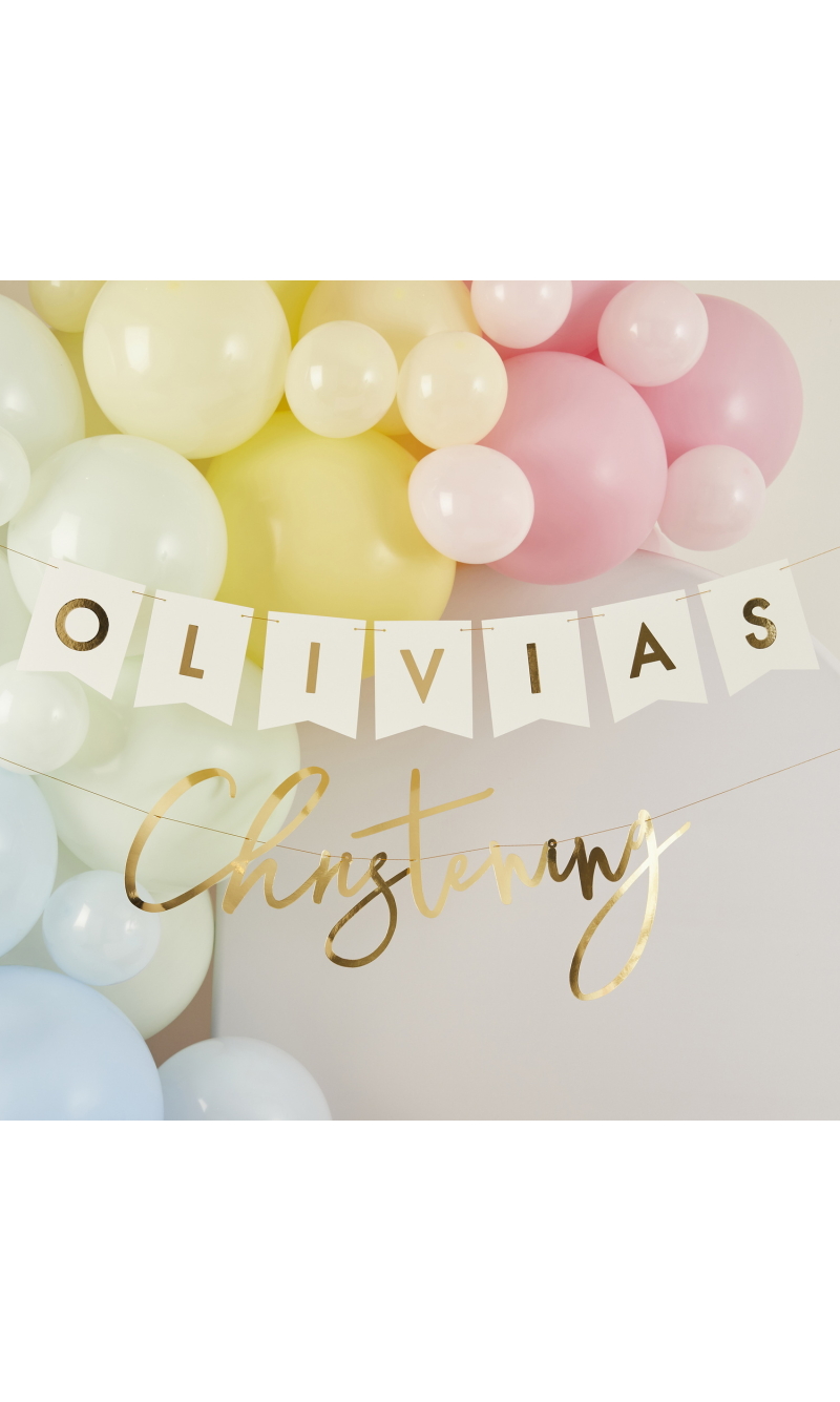 Gold Christening Personalised Banner 2M