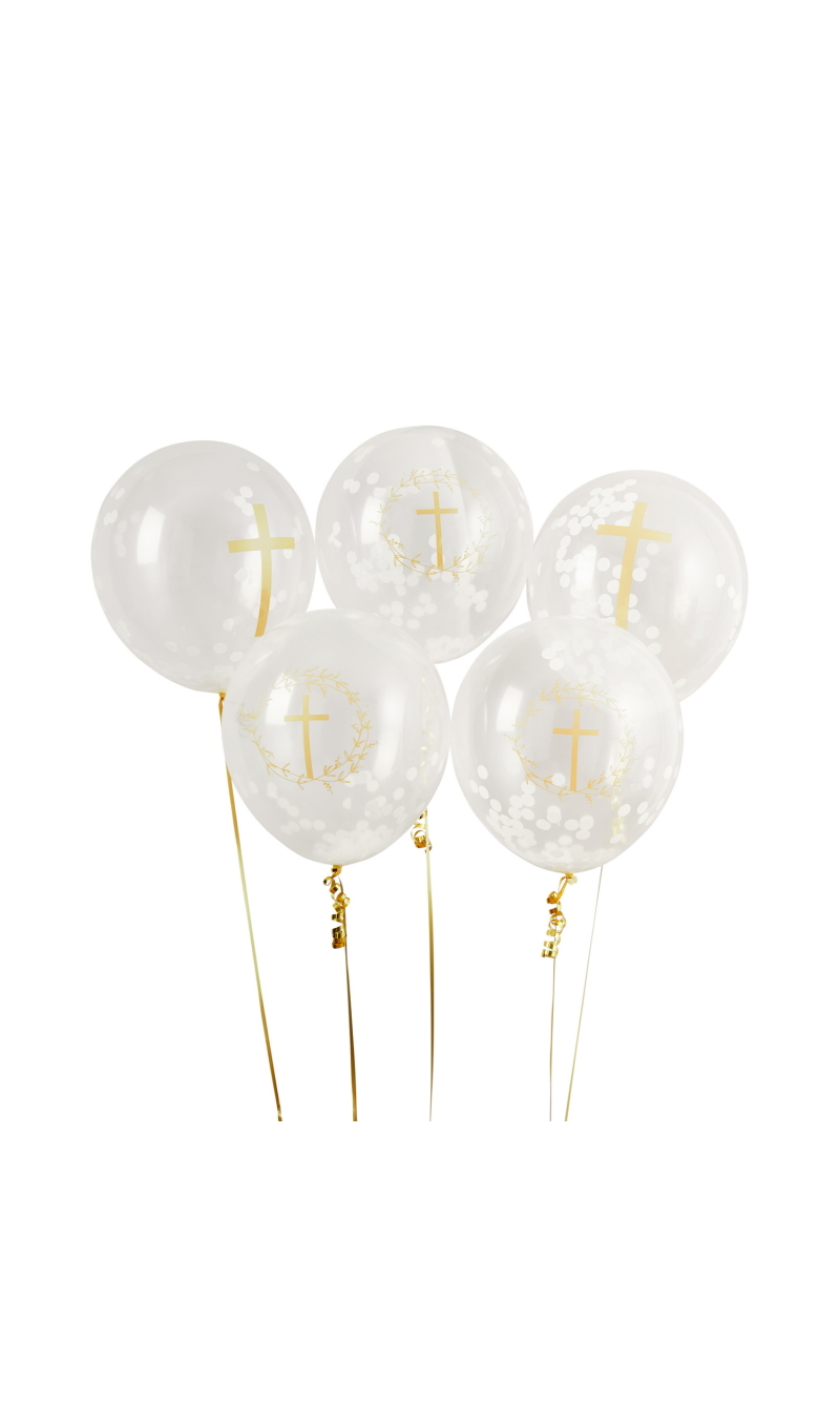 Cross Confetti 12 Inch Latex Balloon 5 pcs
