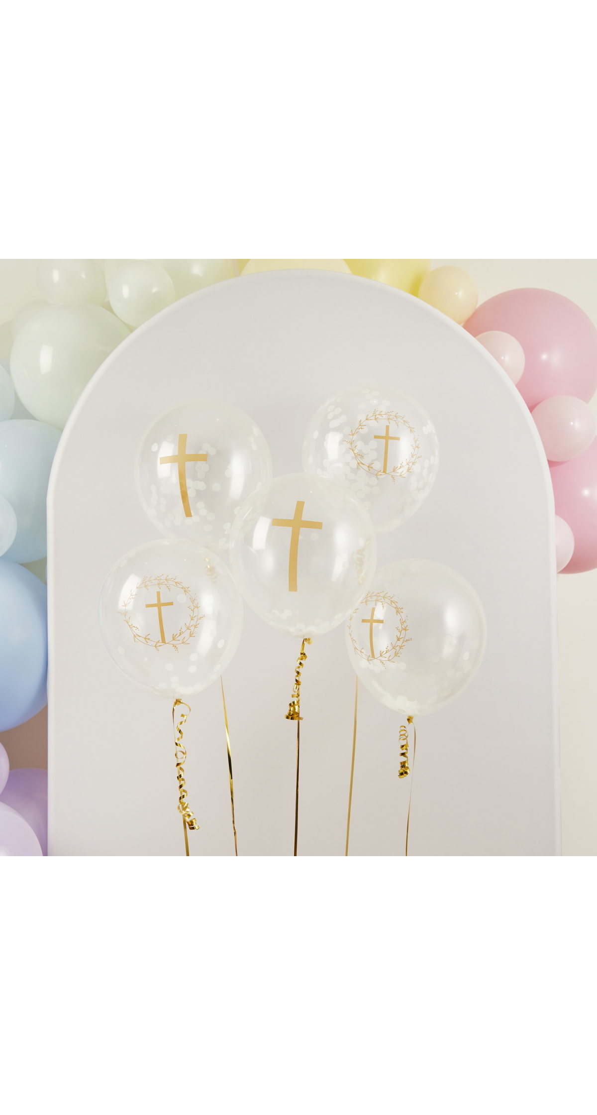 Cross Confetti 12 Inch Latex Balloon 5 pcs - Image 2